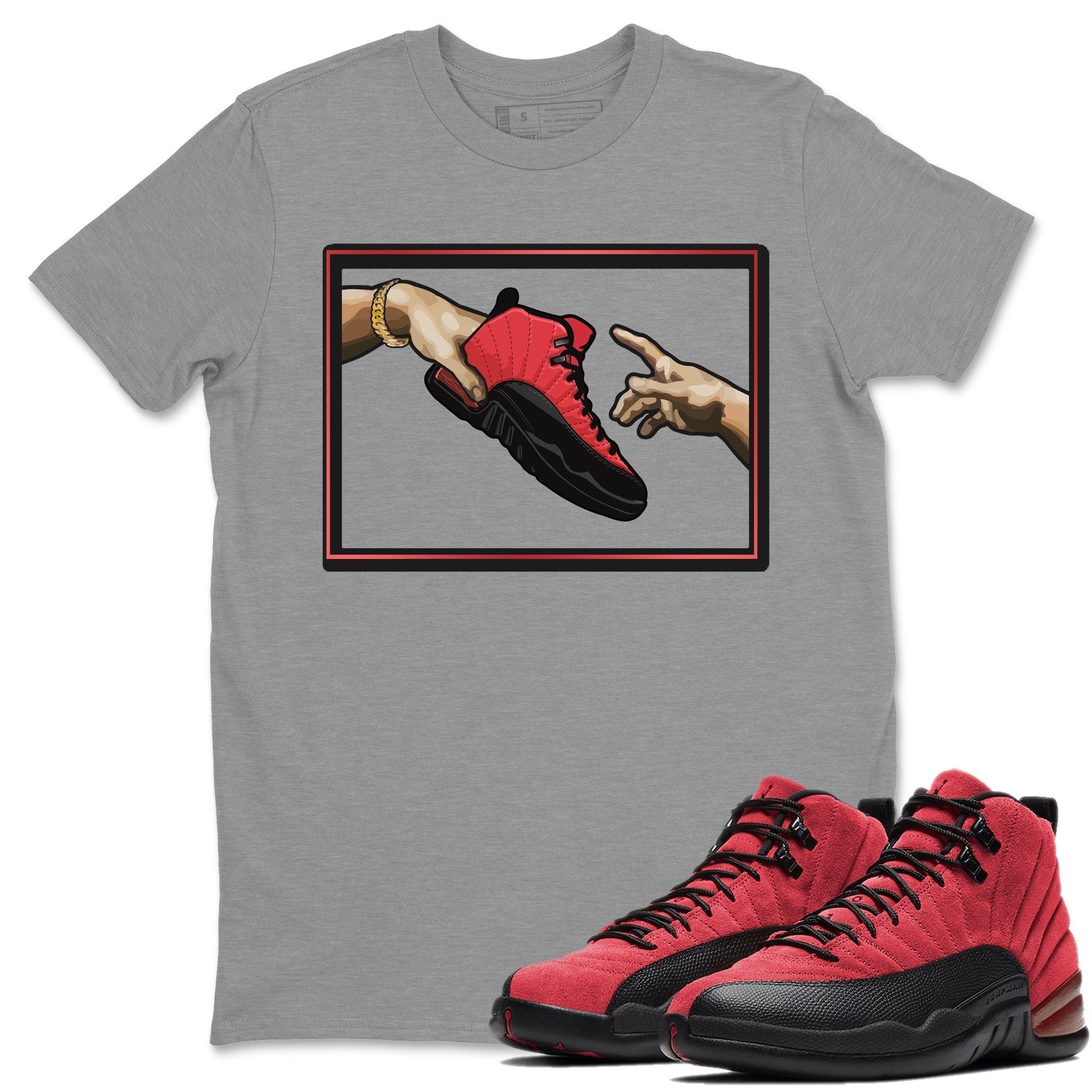 Adam's Creation Unisex Tops - Air Jordan 12 Reverse Flu Game