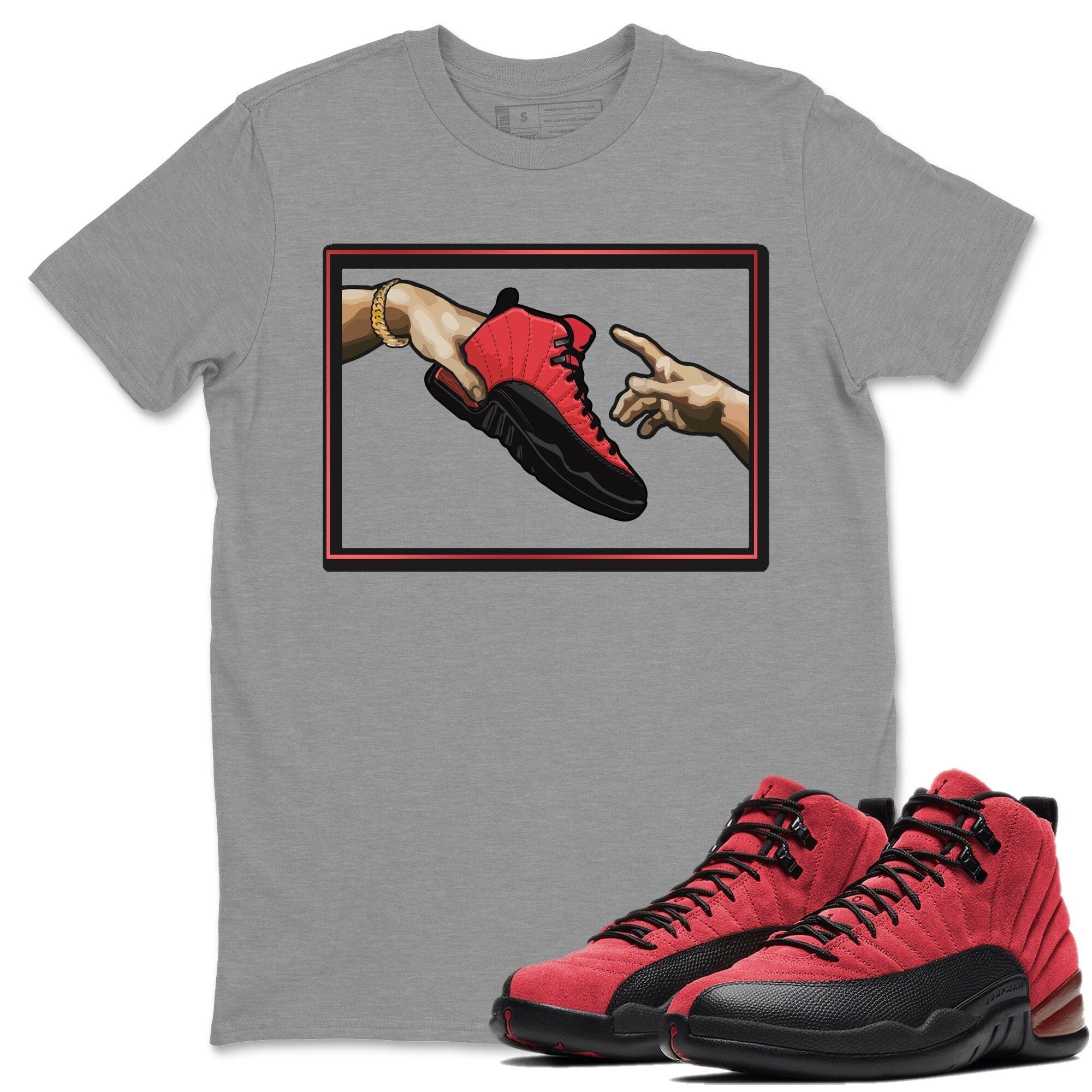 Adam's Creation Unisex Tops - Air Jordan 12 Reverse Flu Game