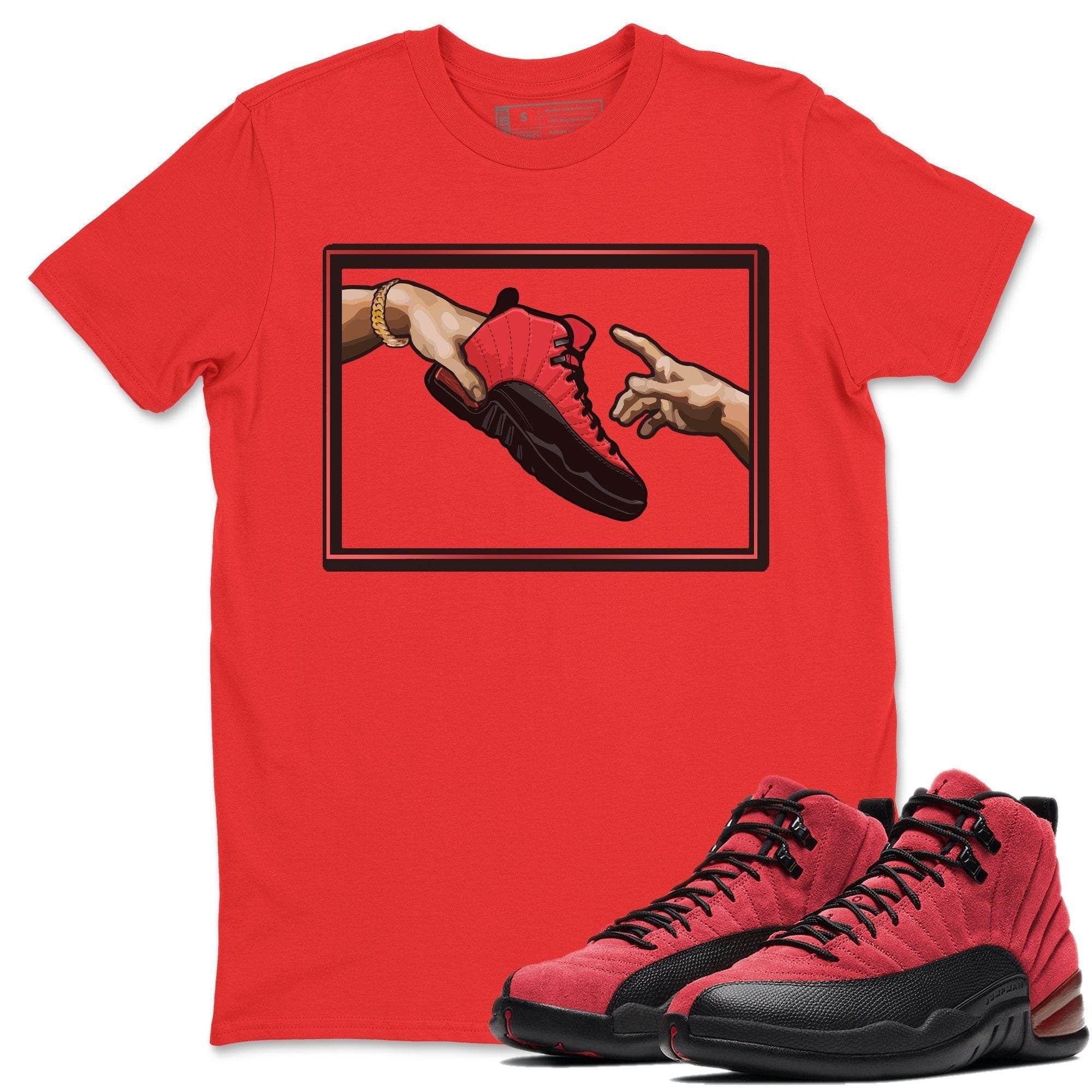 Adam's Creation Unisex Tops - Air Jordan 12 Reverse Flu Game