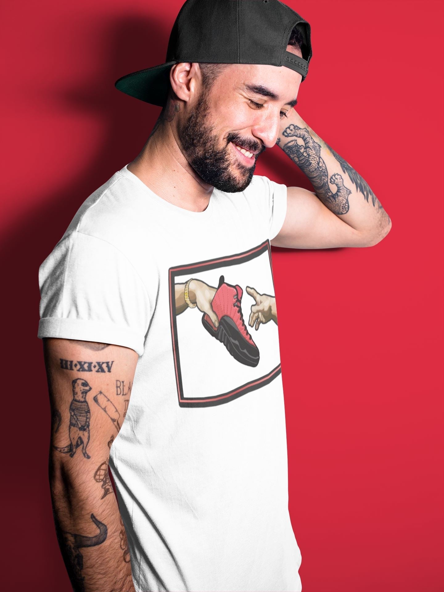 Adam's Creation Unisex Tops - Air Jordan 12 Reverse Flu Game