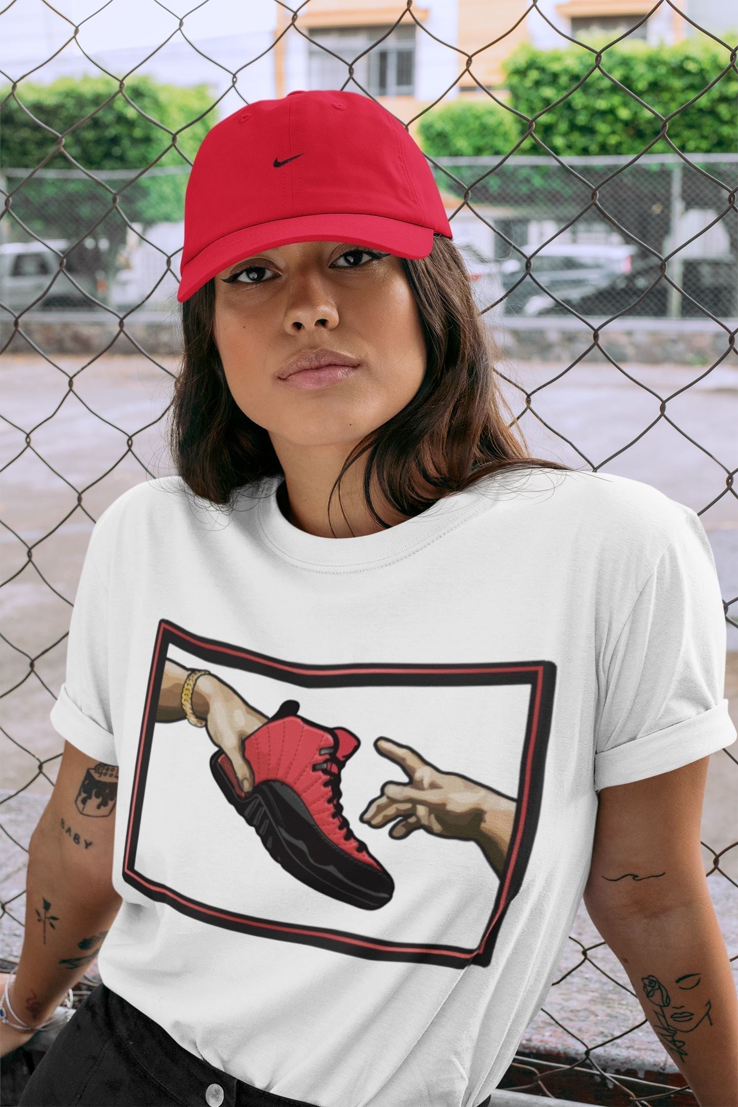 Adam's Creation Unisex Tops - Air Jordan 12 Reverse Flu Game