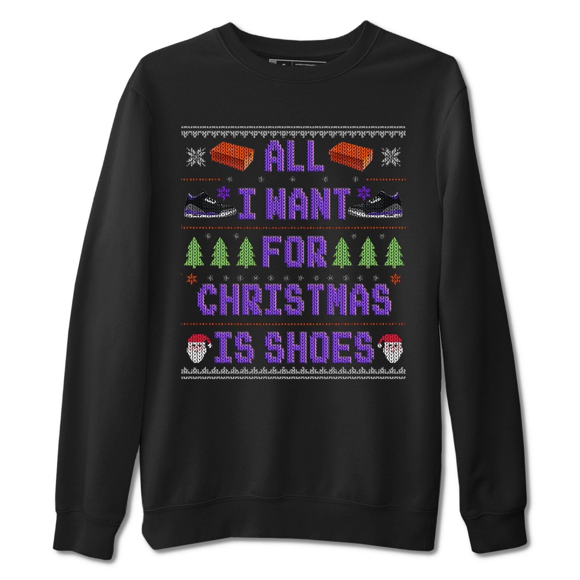 All I Want For Christmas Is Shoes Unisex Tops - Air Jordan 3 Court Purple