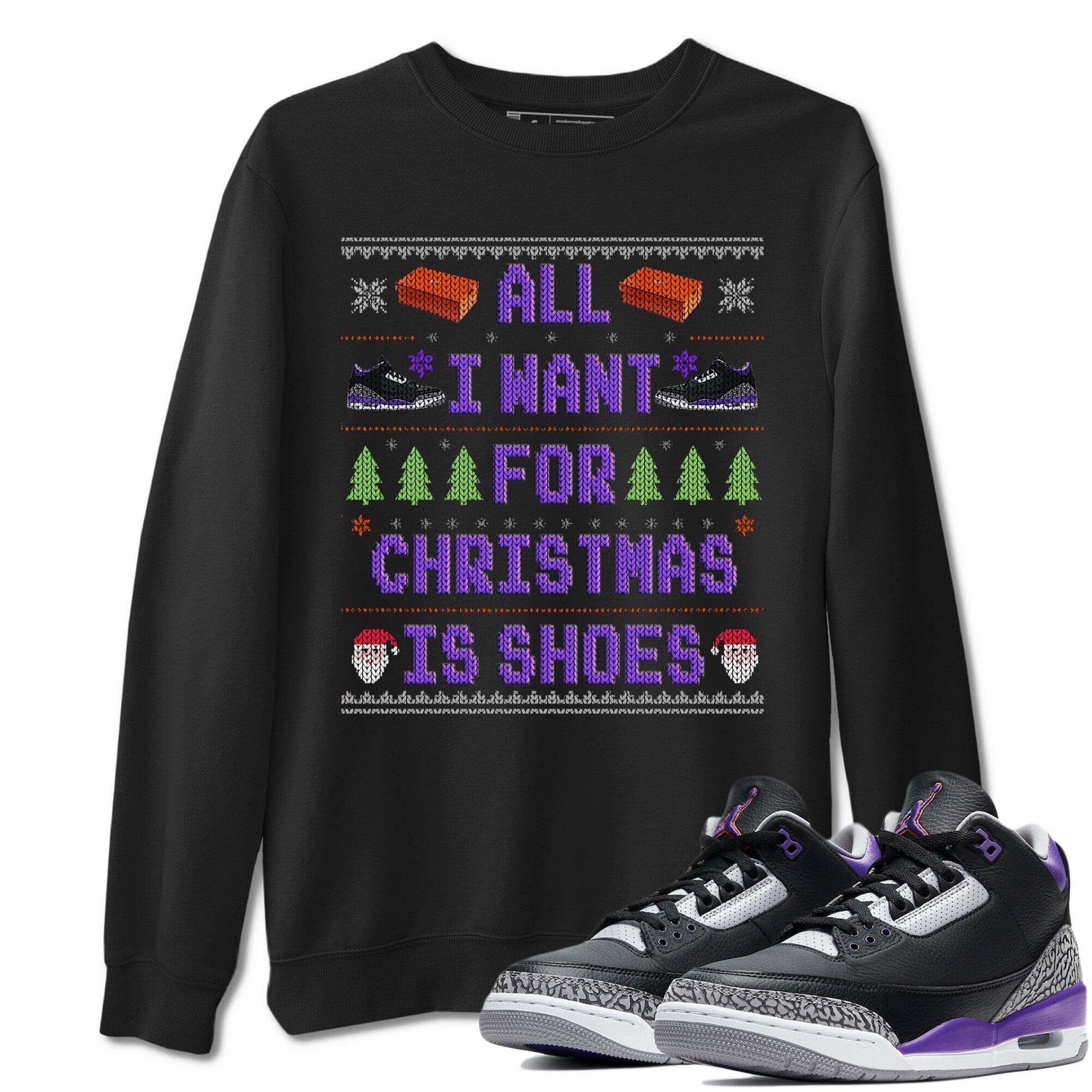 All I Want For Christmas Is Shoes Unisex Tops - Air Jordan 3 Court Purple