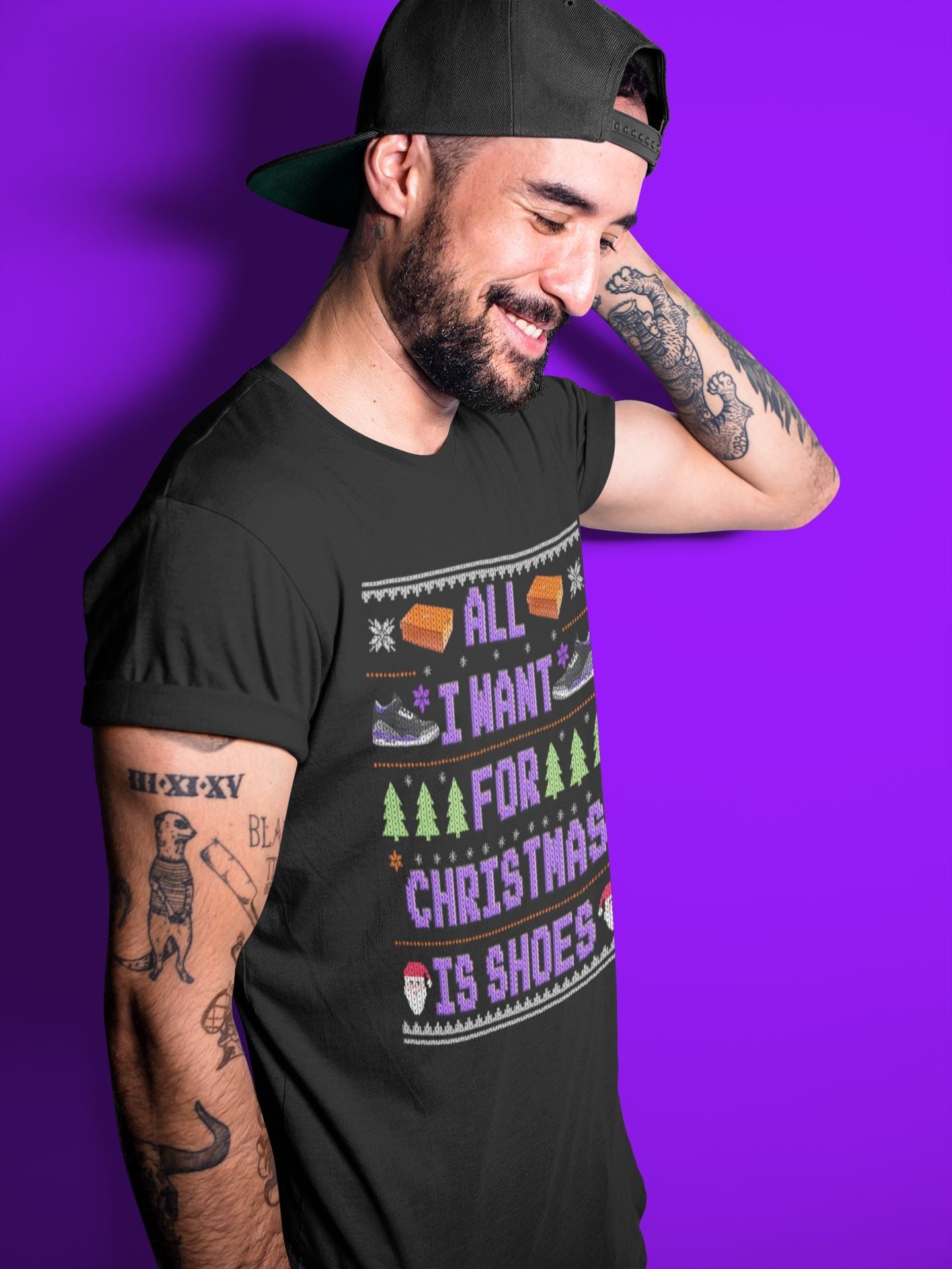 All I Want For Christmas Is Shoes Unisex Tops - Air Jordan 3 Court Purple