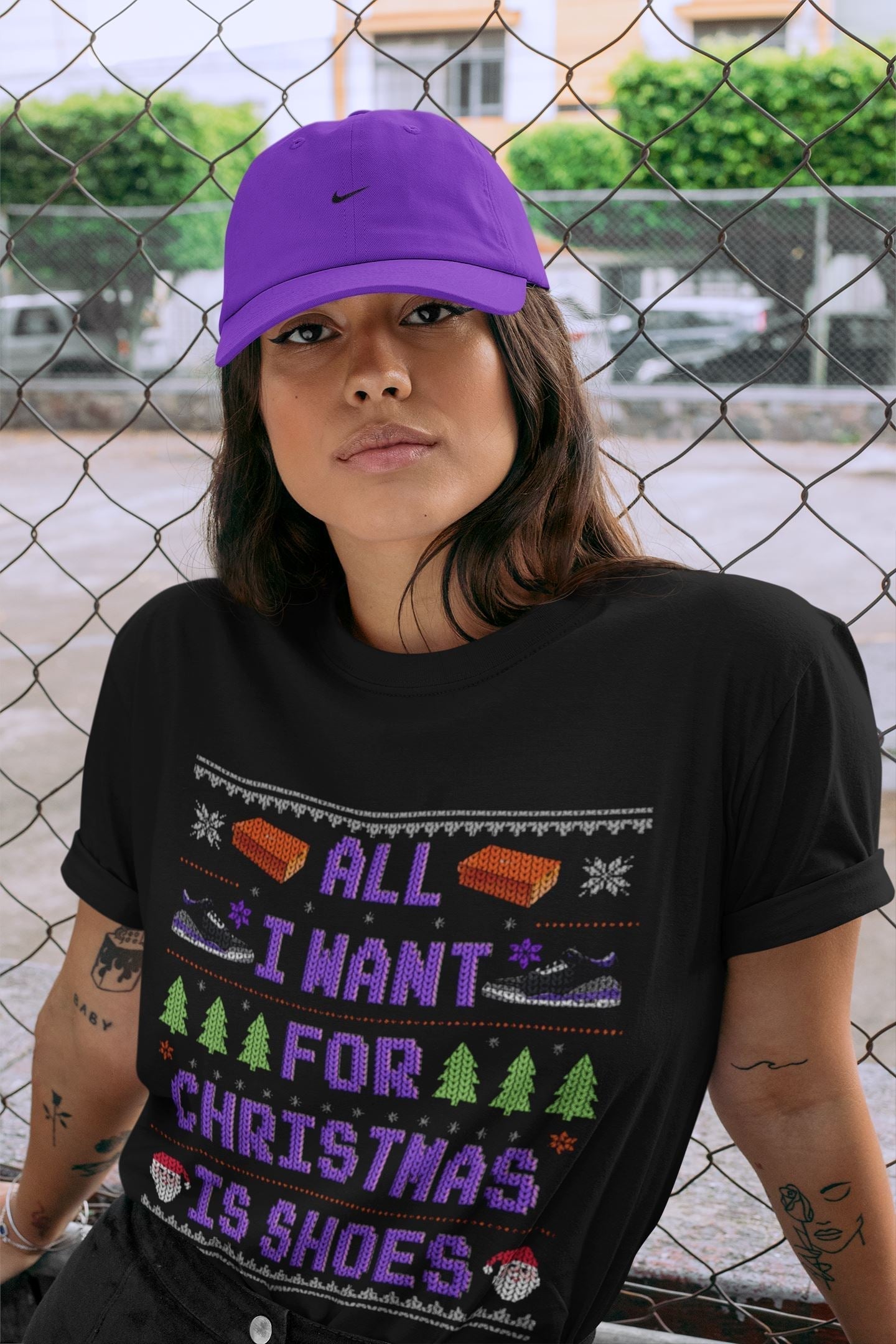 All I Want For Christmas Is Shoes Unisex Tops - Air Jordan 3 Court Purple