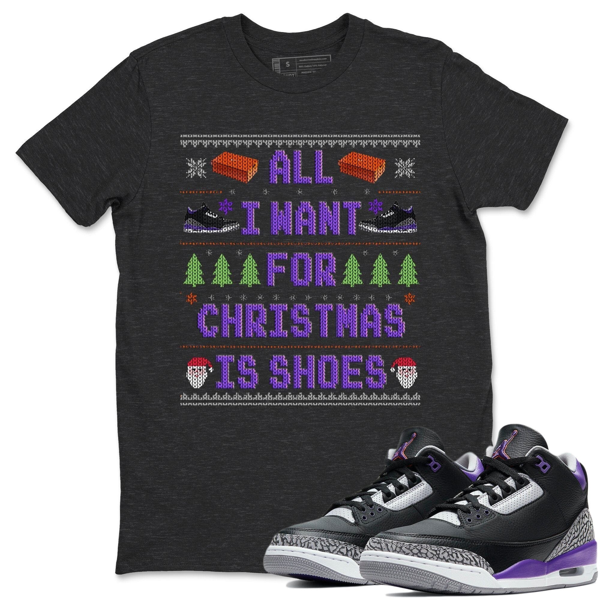 All I Want For Christmas Is Shoes Unisex Tops - Air Jordan 3 Court Purple