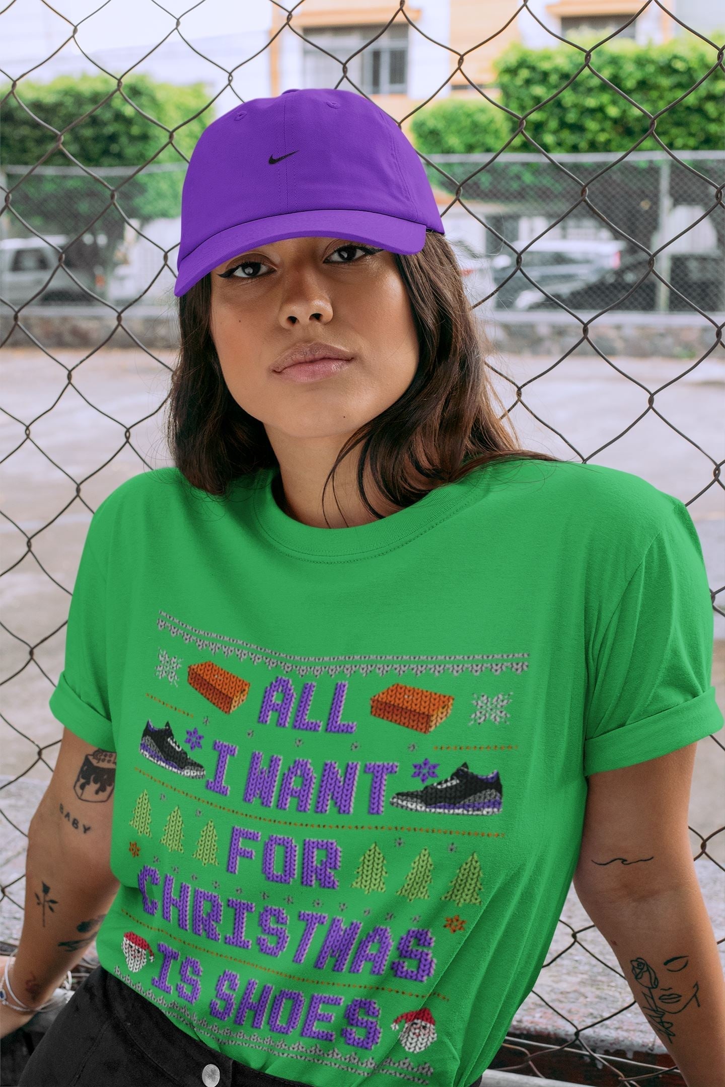 All I Want For Christmas Is Shoes Unisex Tops - Air Jordan 3 Court Purple