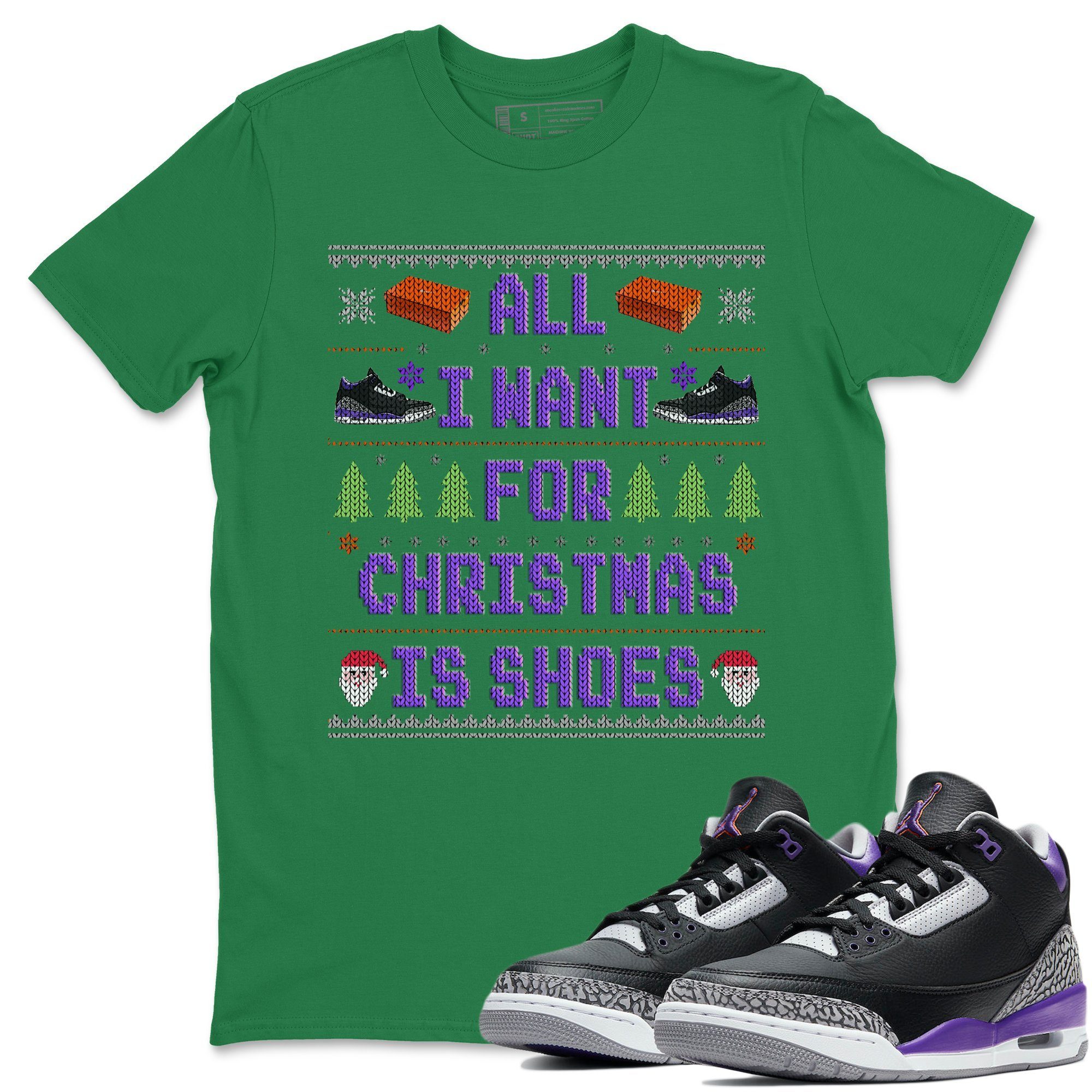 All I Want For Christmas Is Shoes Unisex Tops - Air Jordan 3 Court Purple