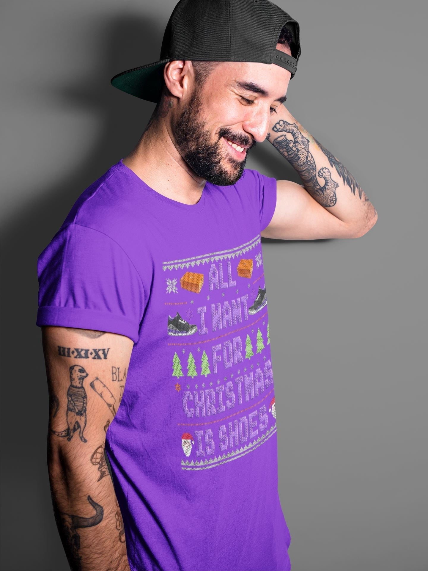 All I Want For Christmas Is Shoes Unisex Tops - Air Jordan 3 Court Purple