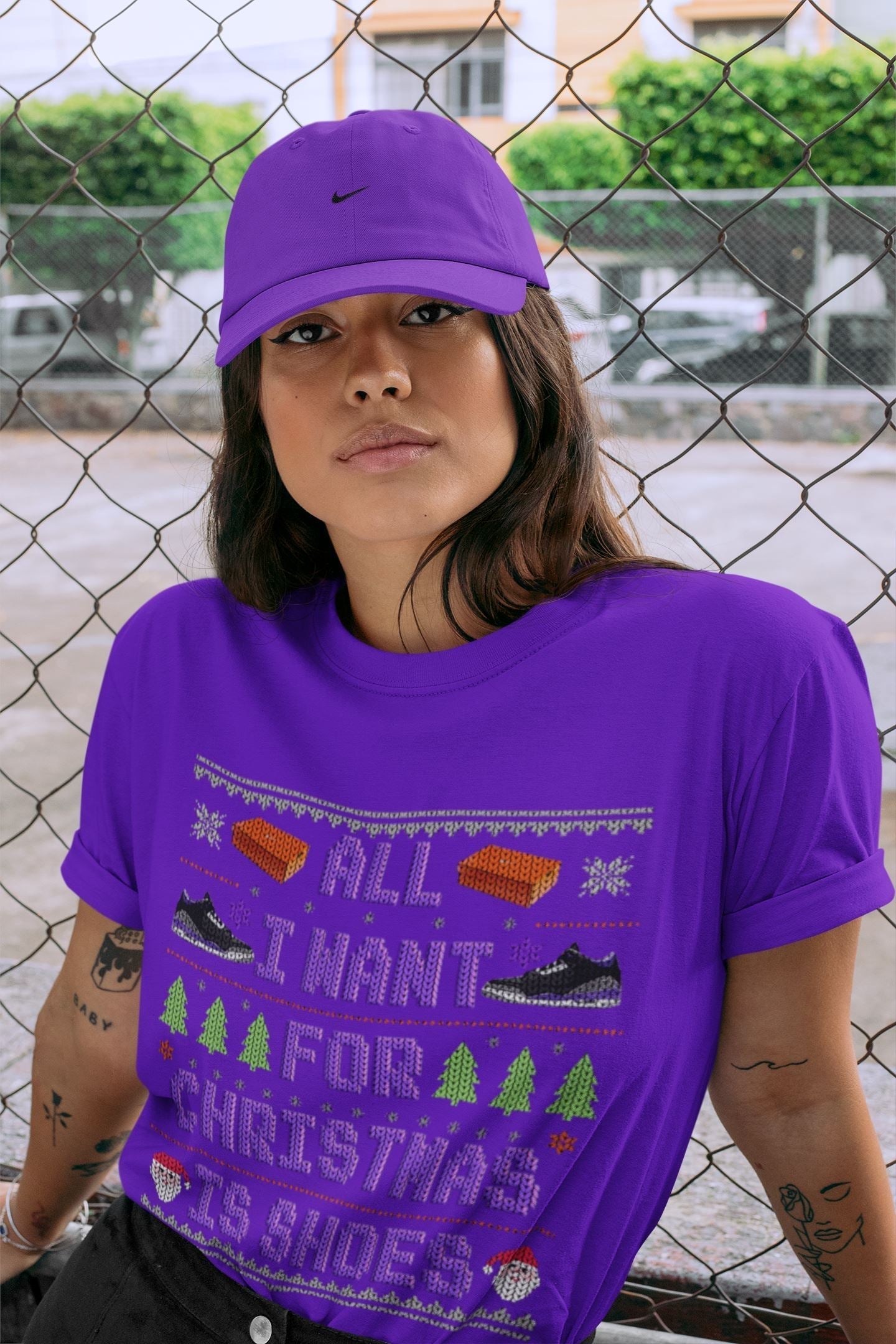 All I Want For Christmas Is Shoes Unisex Tops - Air Jordan 3 Court Purple