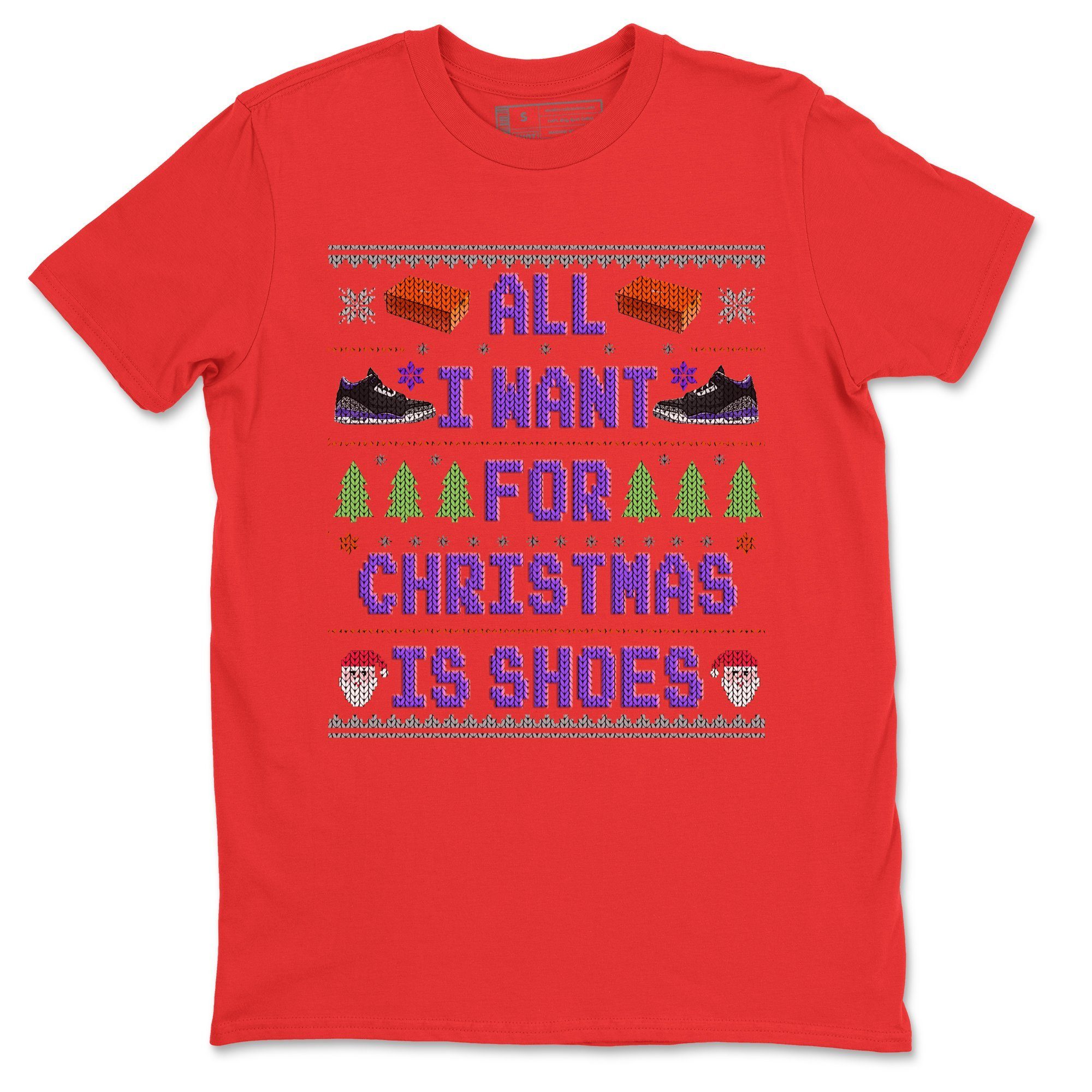 All I Want For Christmas Is Shoes Unisex Tops - Air Jordan 3 Court Purple