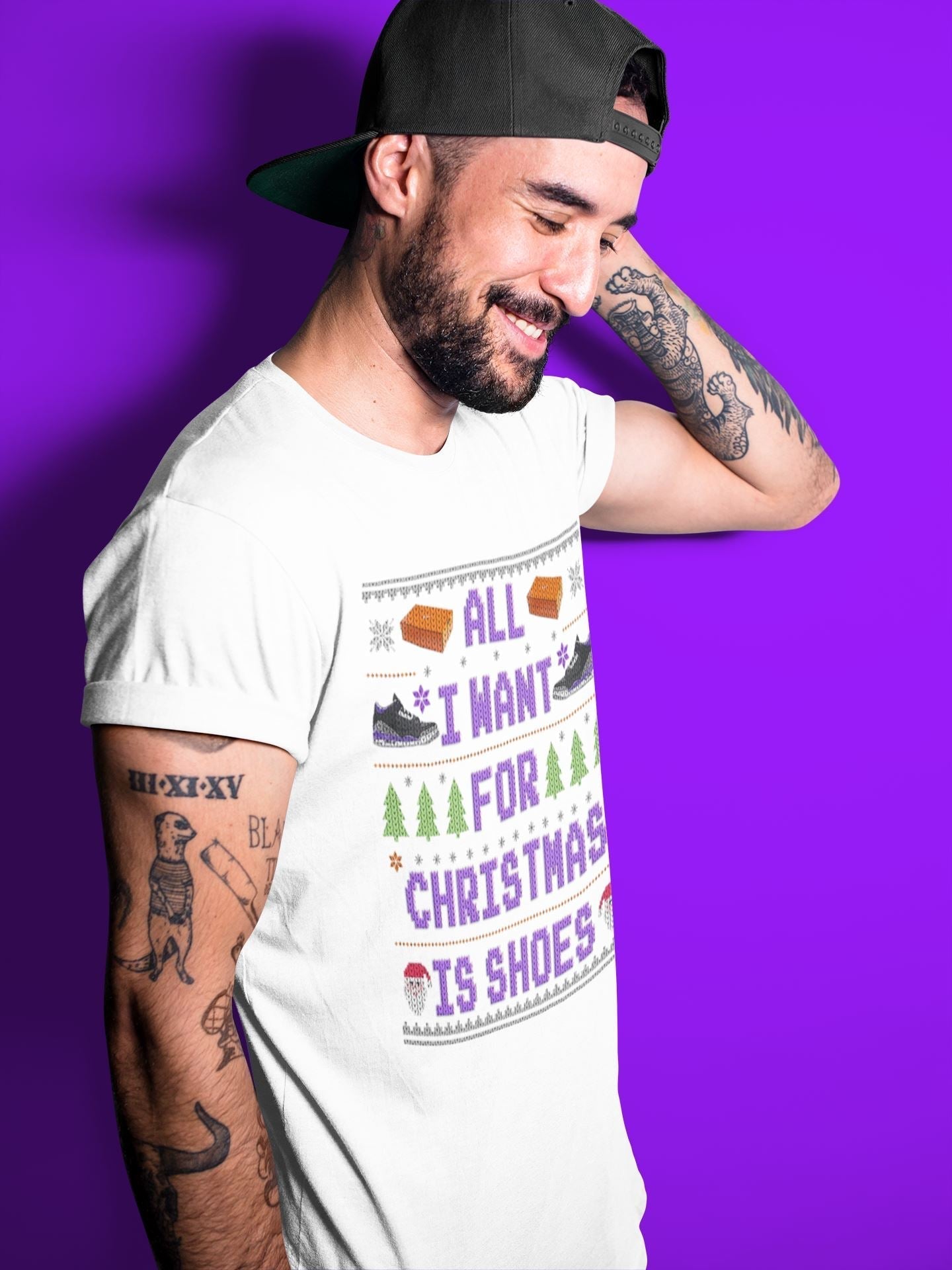 All I Want For Christmas Is Shoes Unisex Tops - Air Jordan 3 Court Purple