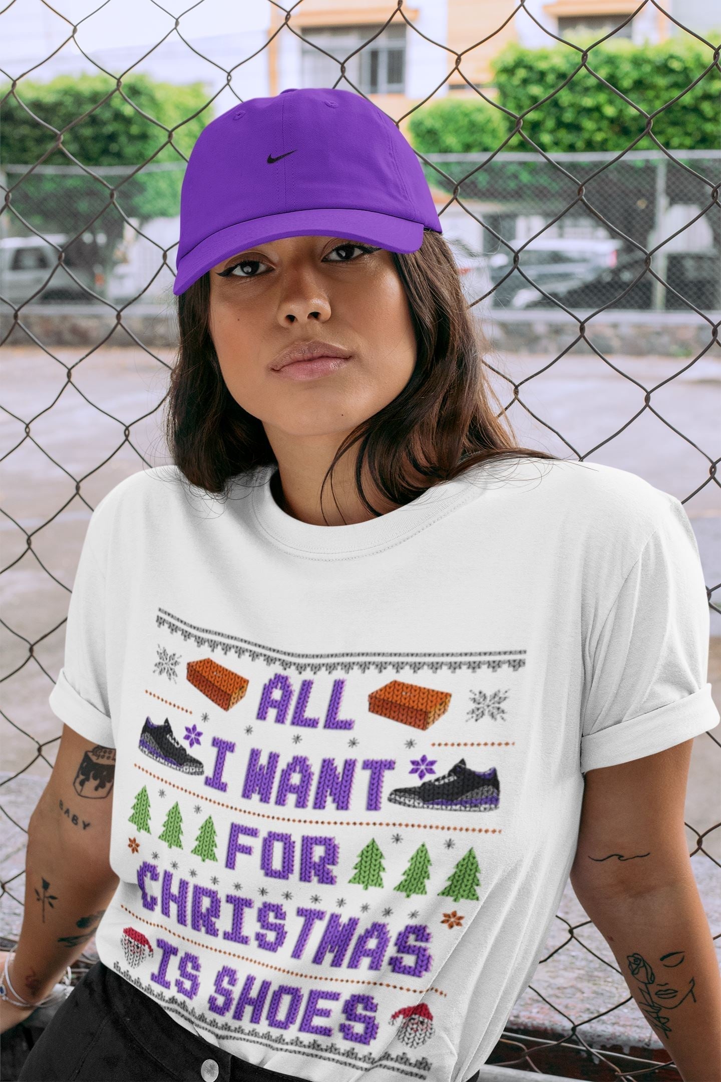 All I Want For Christmas Is Shoes Unisex Tops - Air Jordan 3 Court Purple