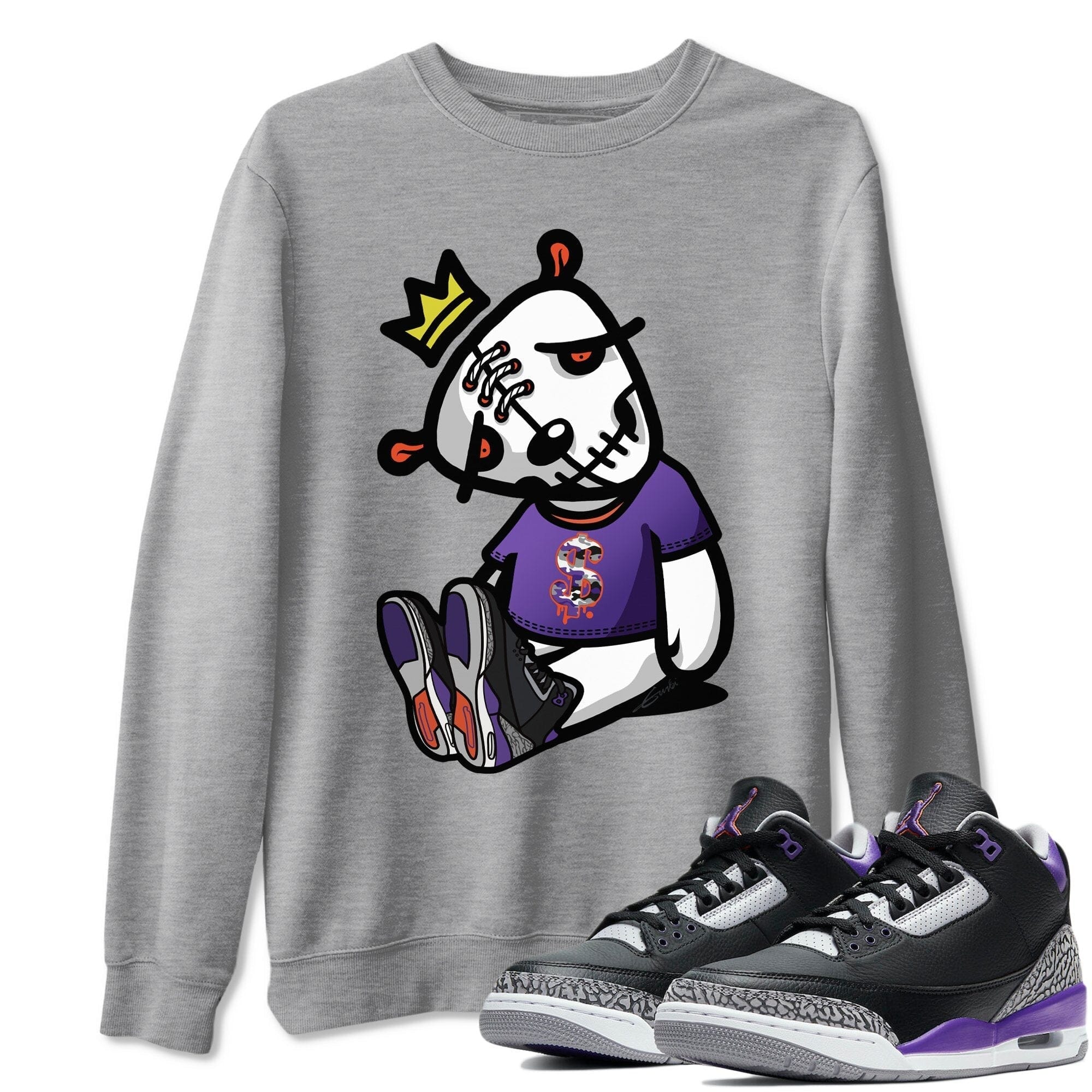 Dead Dolls Unisex Tops - Air Jordan 3 Court Purple