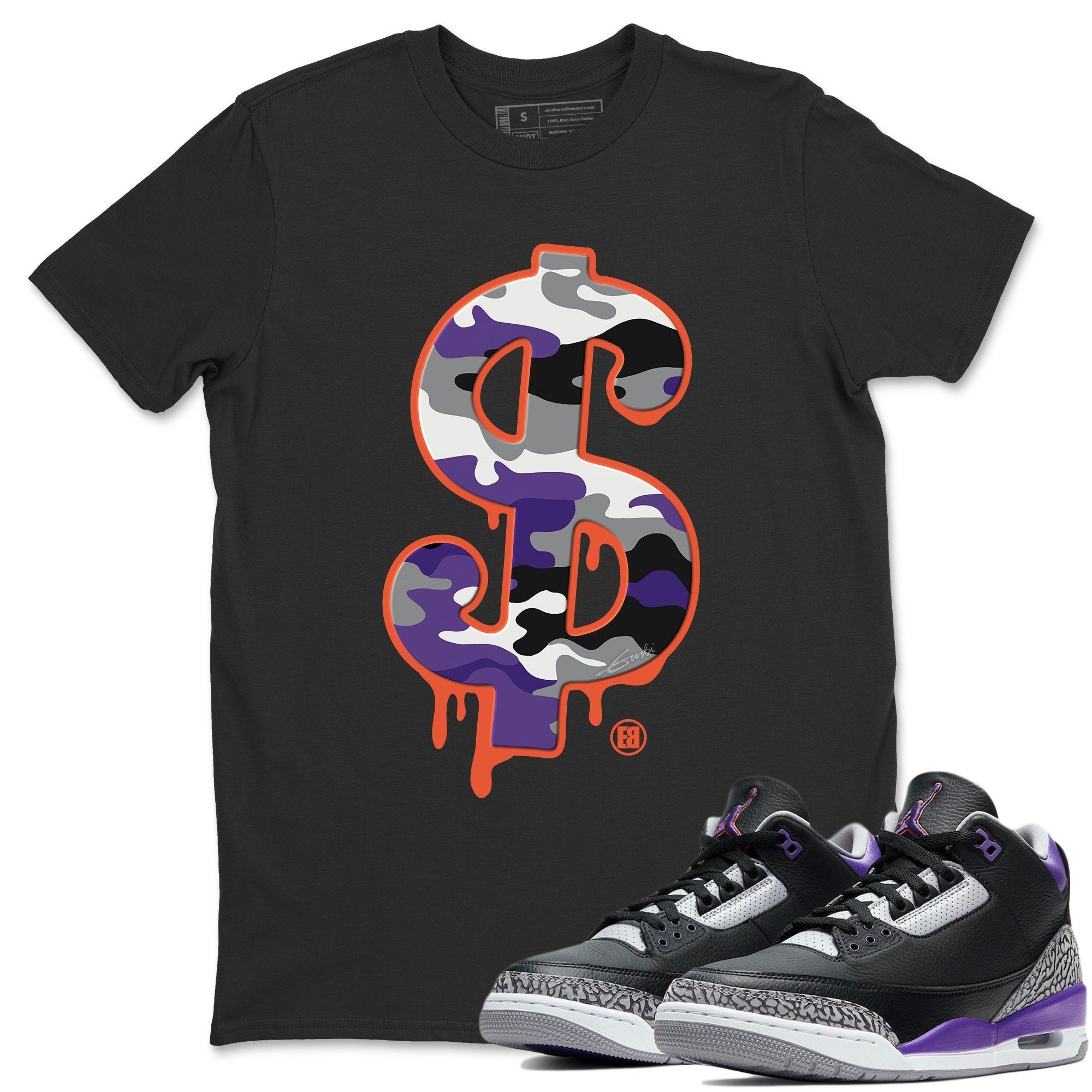 Dollar Camo Unisex Tops - Air Jordan 3 Court Purple