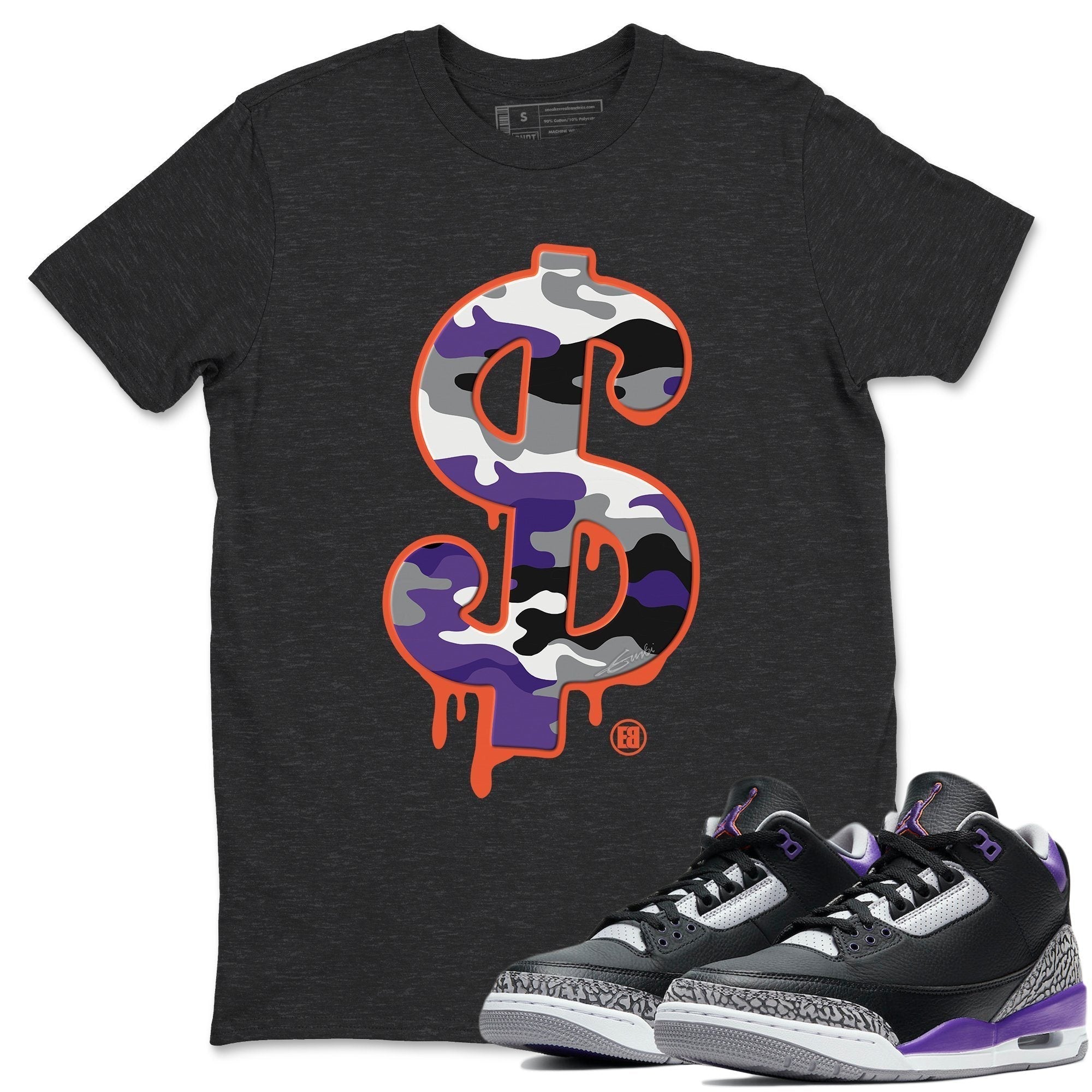 Dollar Camo Unisex Tops - Air Jordan 3 Court Purple