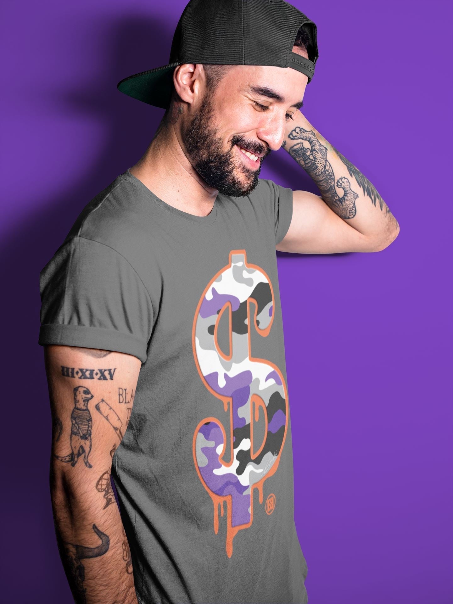 Dollar Camo Unisex Tops - Air Jordan 3 Court Purple