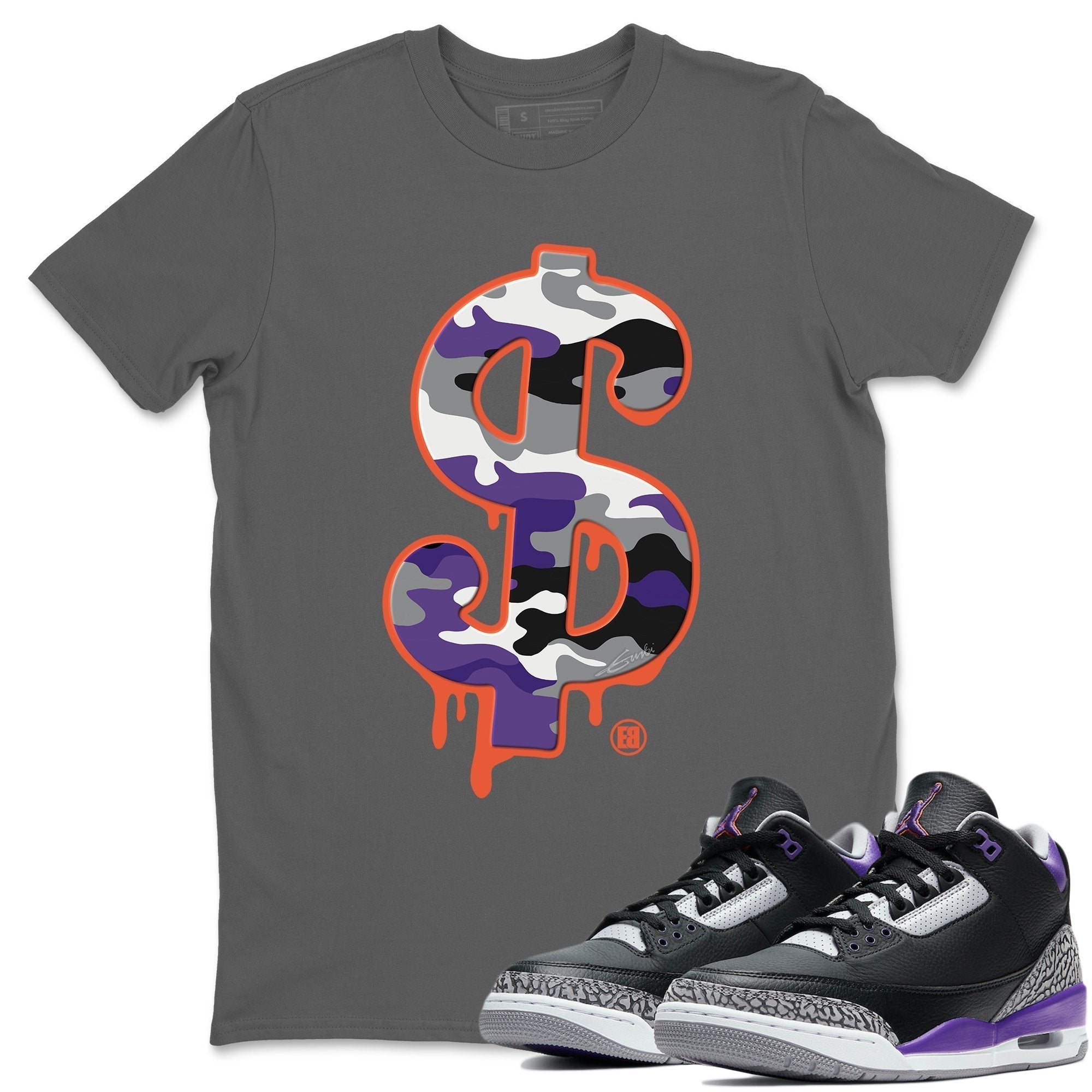 Dollar Camo Unisex Tops - Air Jordan 3 Court Purple