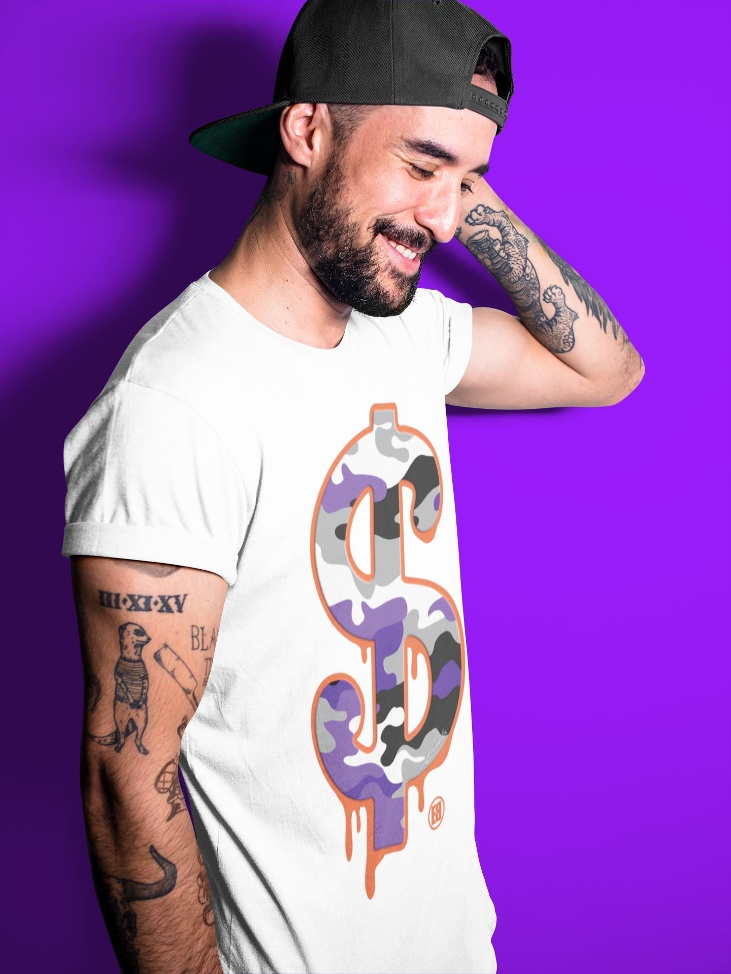 Dollar Camo Unisex Tops - Air Jordan 3 Court Purple