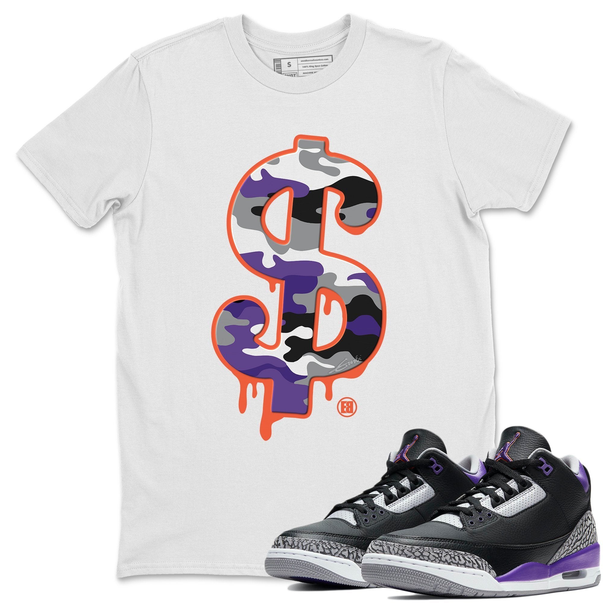 Dollar Camo Unisex Tops - Air Jordan 3 Court Purple