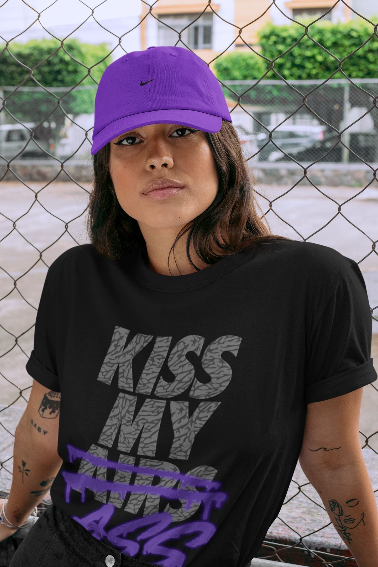 Kiss My Ass Unisex Tops - Air Jordan 3 Court Purple