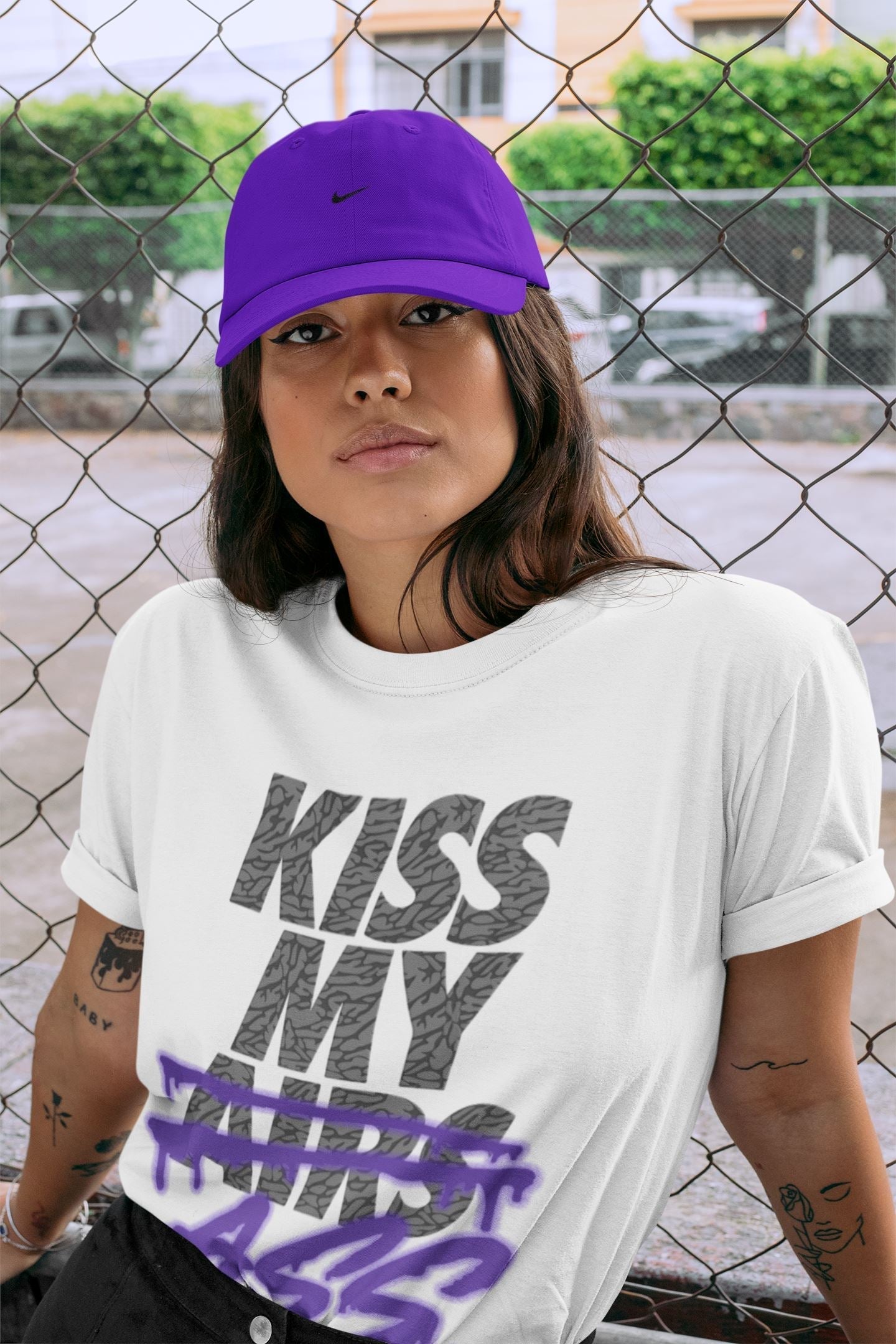 Kiss My Ass Unisex Tops - Air Jordan 3 Court Purple