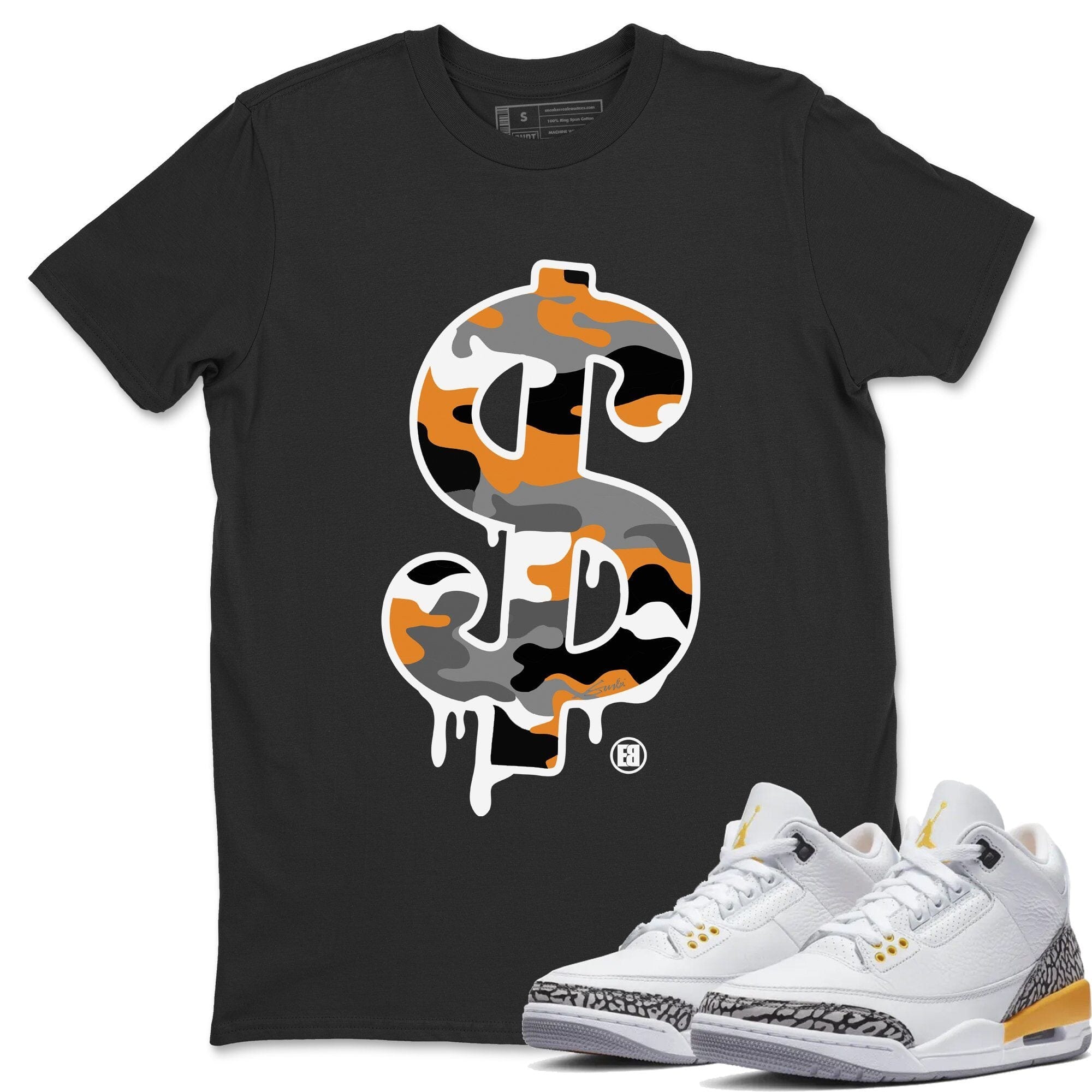 Dollar Camo Unisex Tops - Air Jordan 3 Laser Orange
