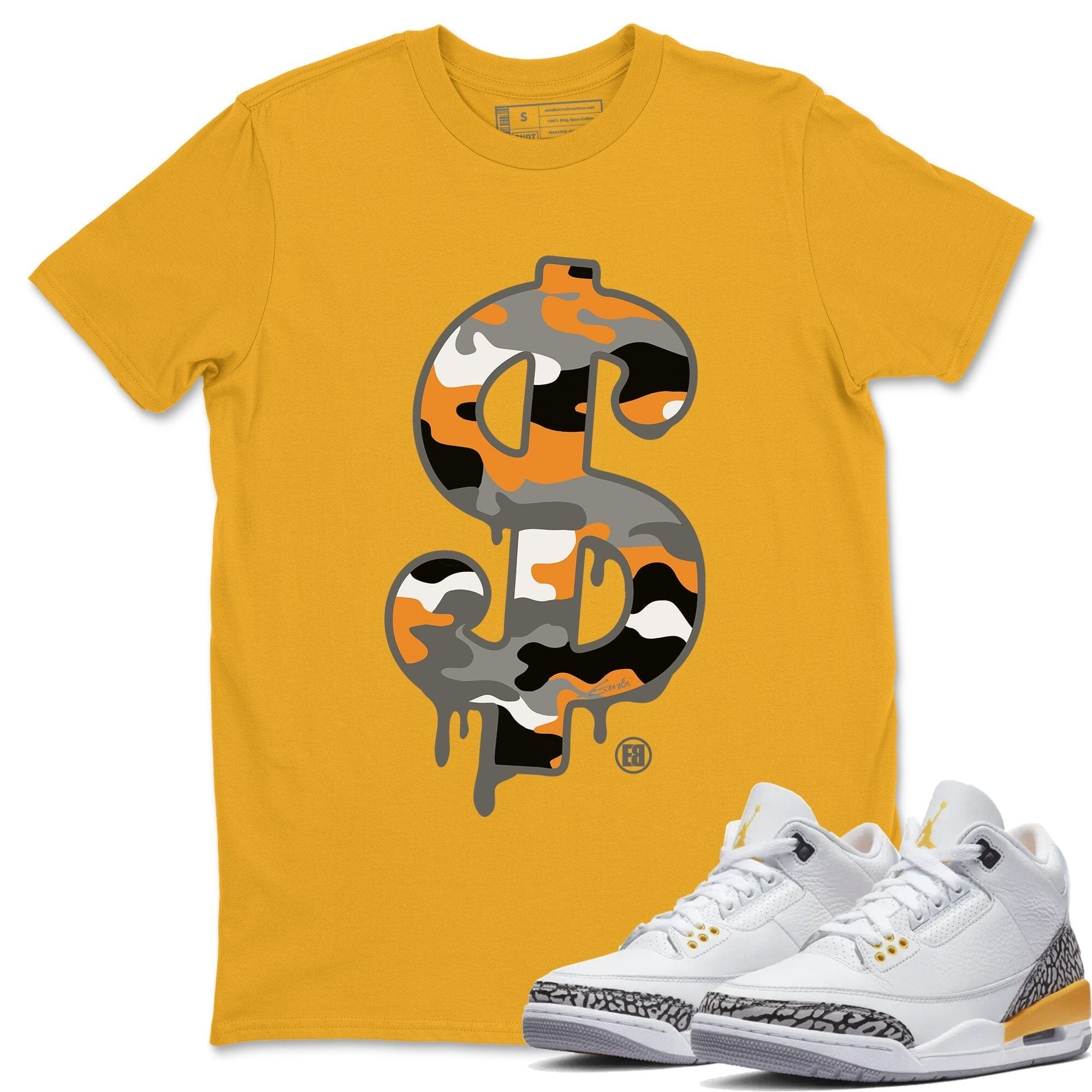 Dollar Camo Unisex Tops - Air Jordan 3 Laser Orange