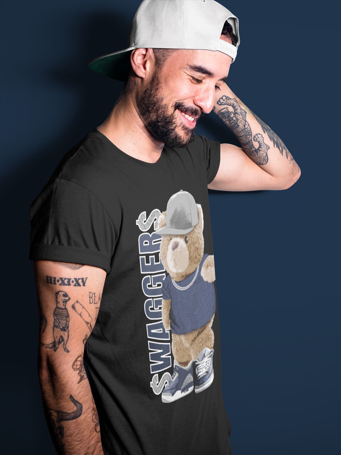 Bear Swaggers Unisex Tops - Air Jordan 3 Midnight Navy