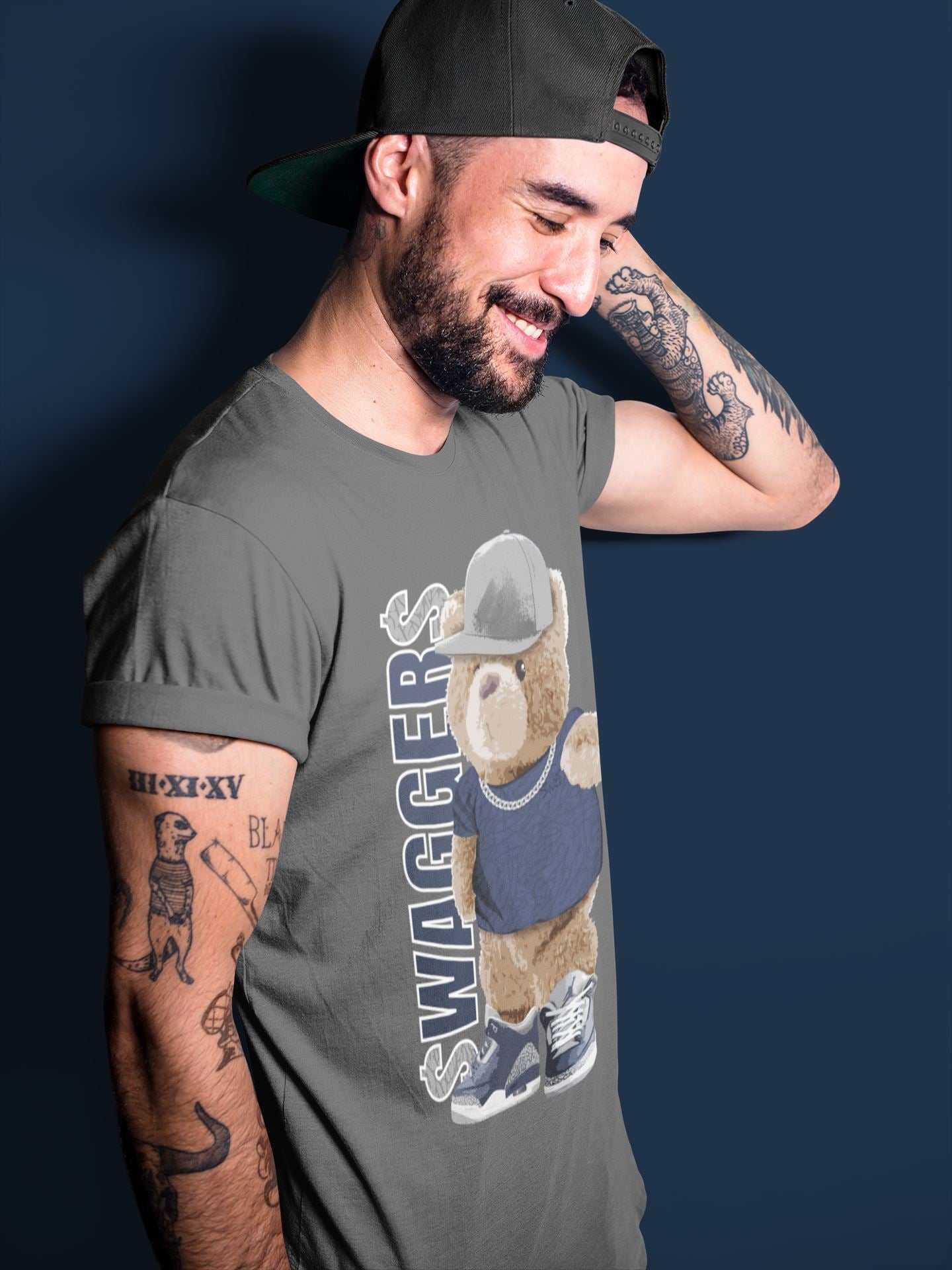 Bear Swaggers Unisex Tops - Air Jordan 3 Midnight Navy