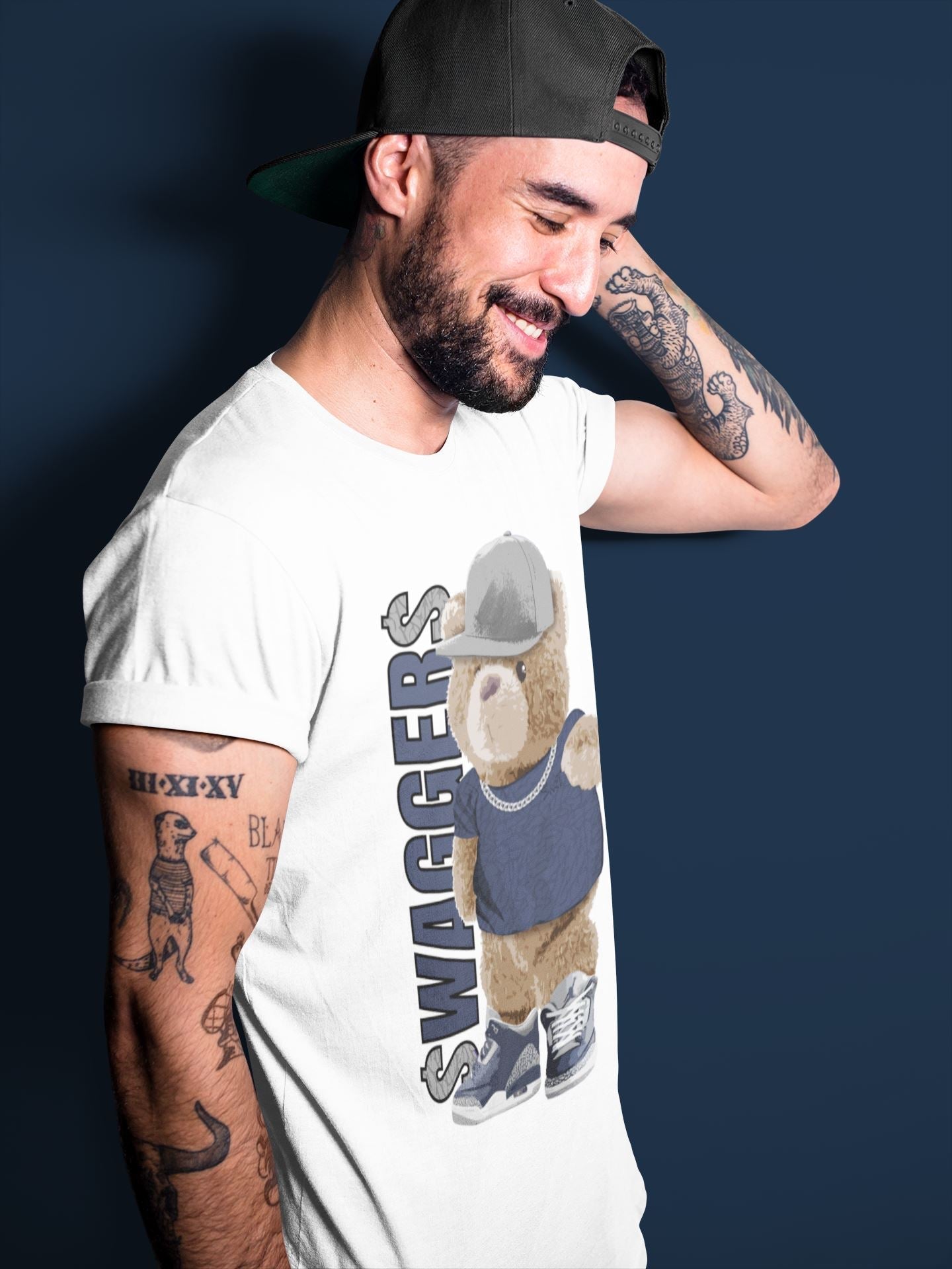 Bear Swaggers Unisex Tops - Air Jordan 3 Midnight Navy
