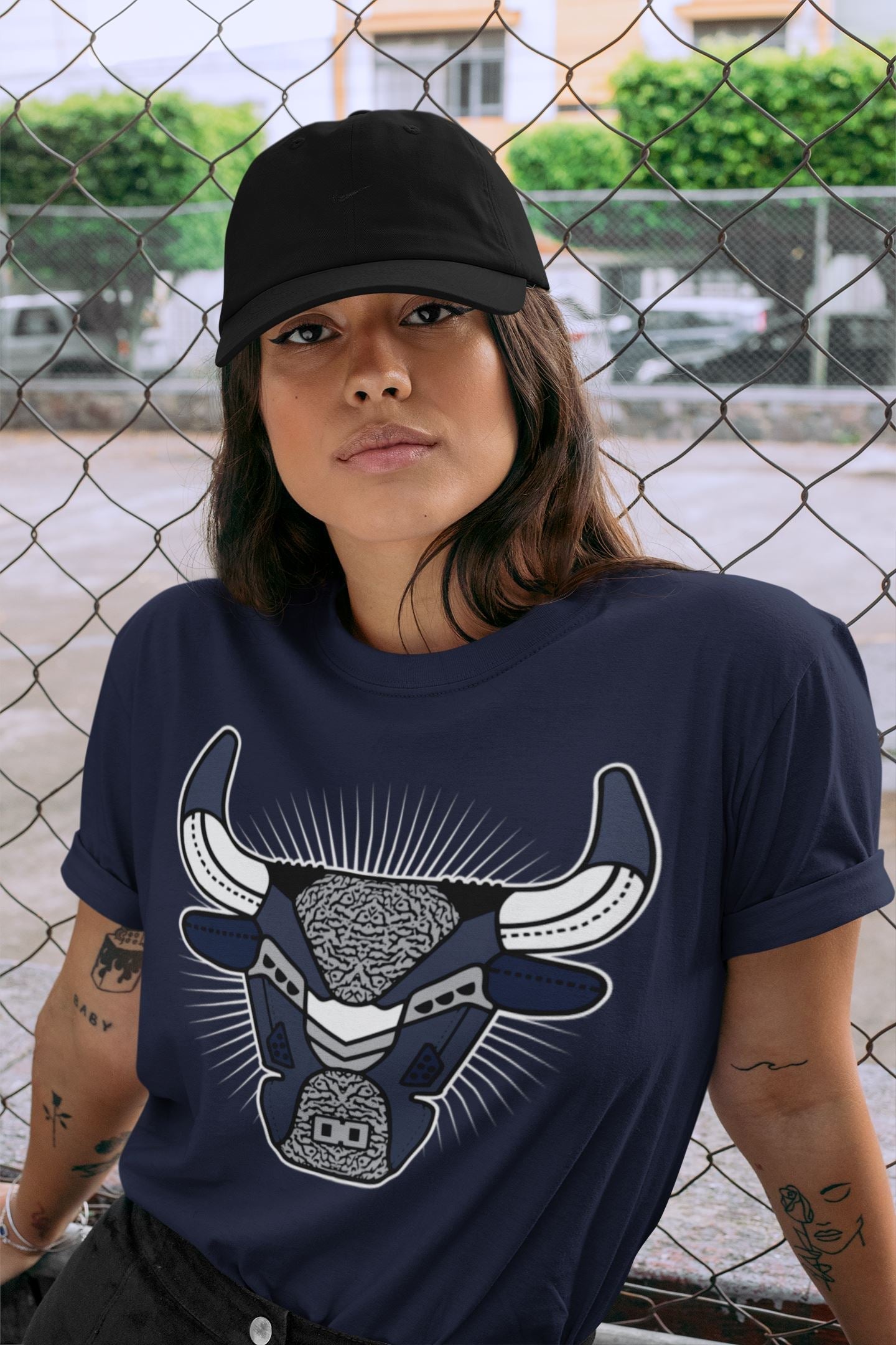 Bull Head Unisex Tops - Air Jordan 3 Midnight Navy