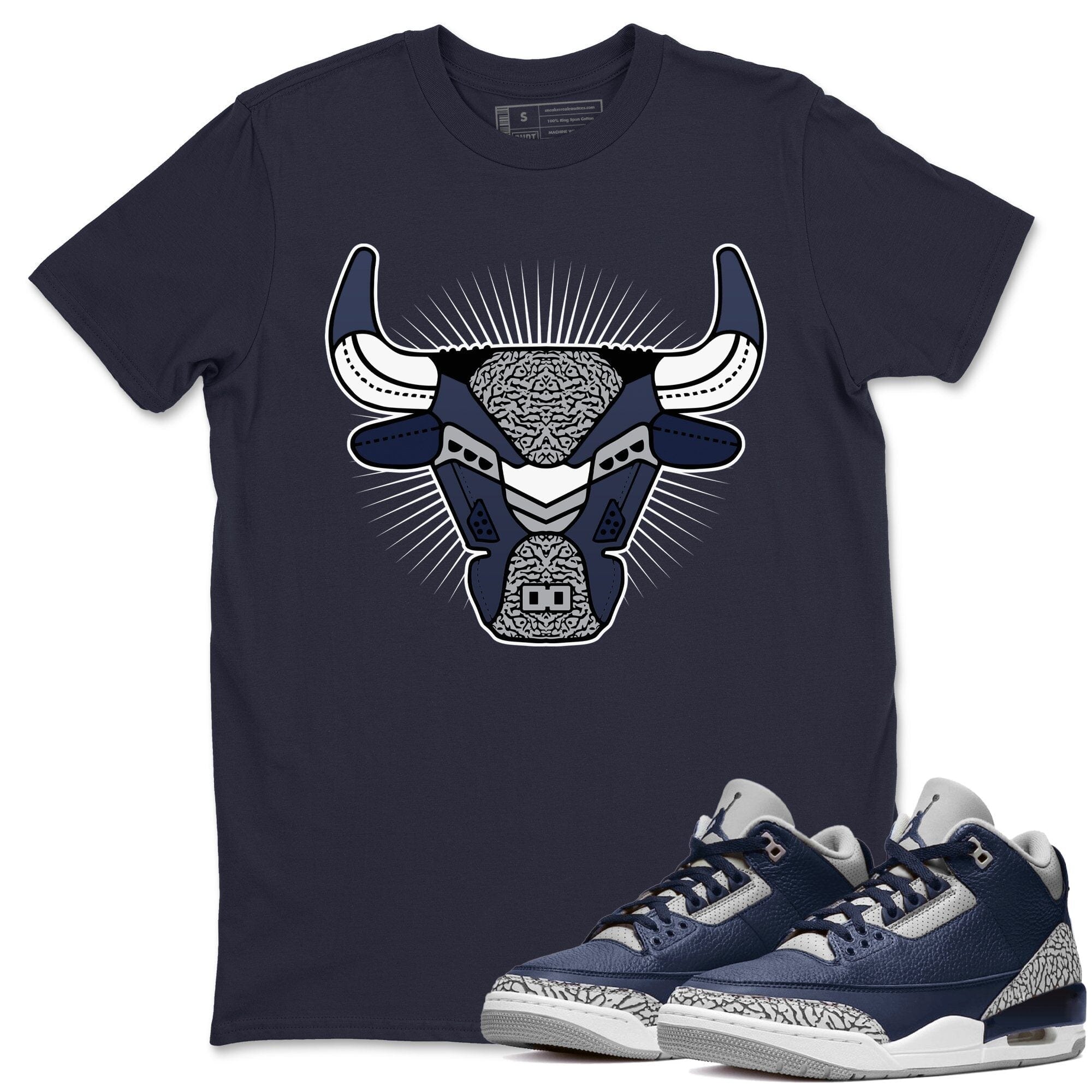 Bull Head Unisex Tops - Air Jordan 3 Midnight Navy