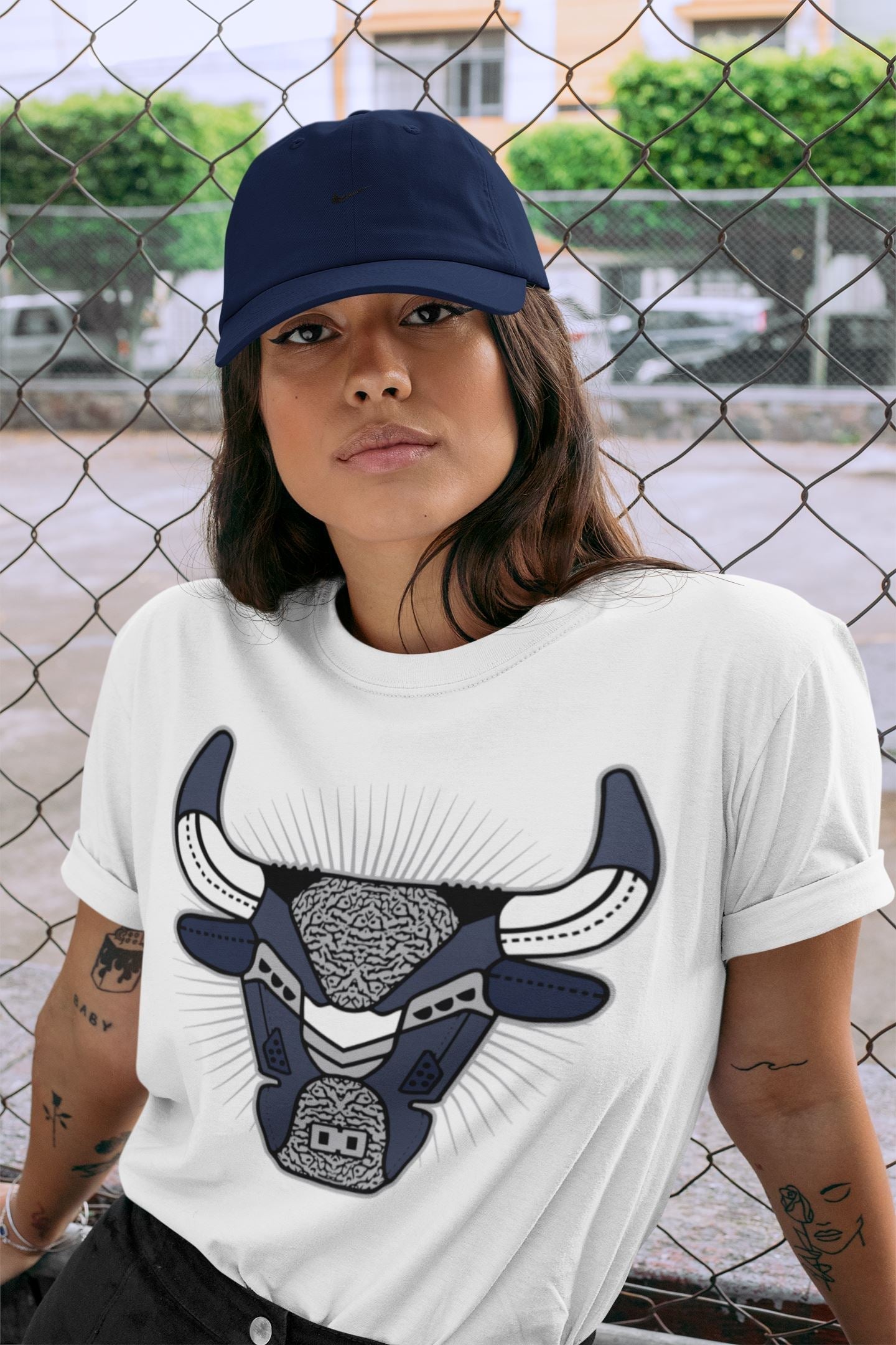Bull Head Unisex Tops - Air Jordan 3 Midnight Navy
