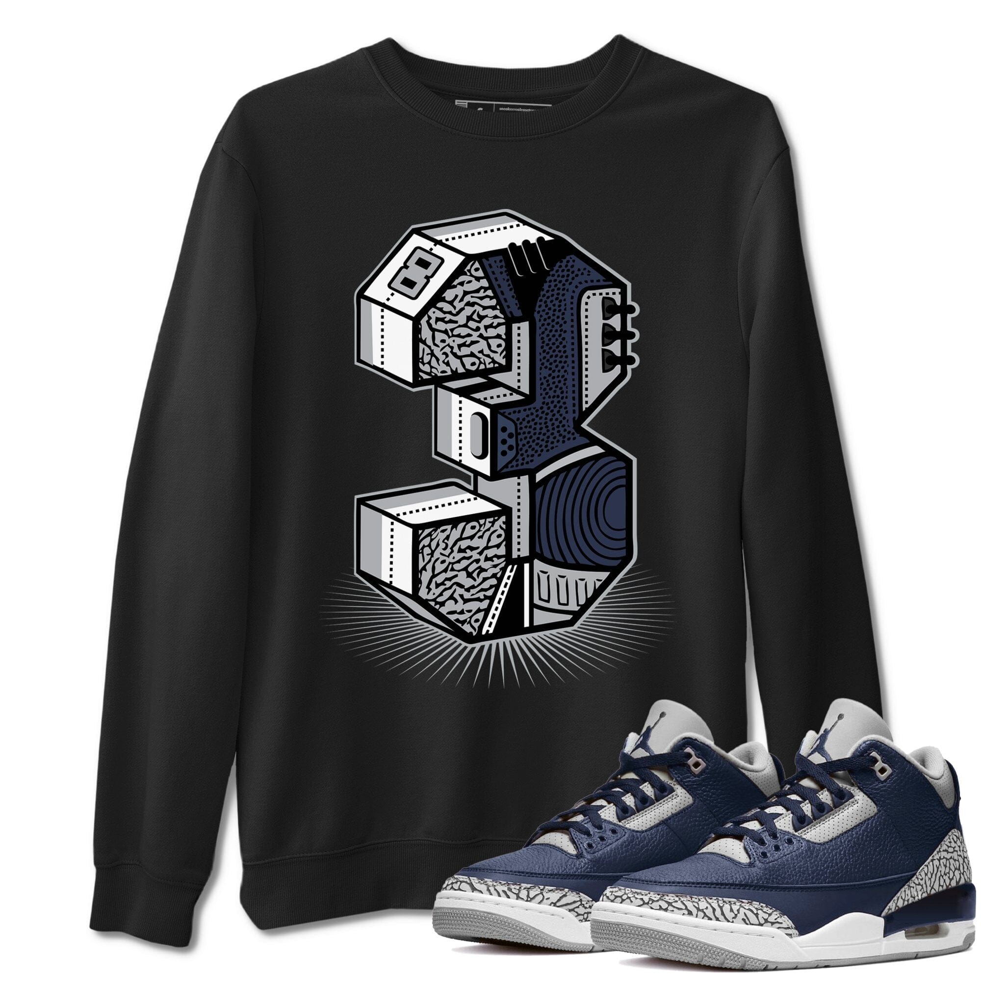Three Statue Unisex Tops - Air Jordan 3 Midnight Navy