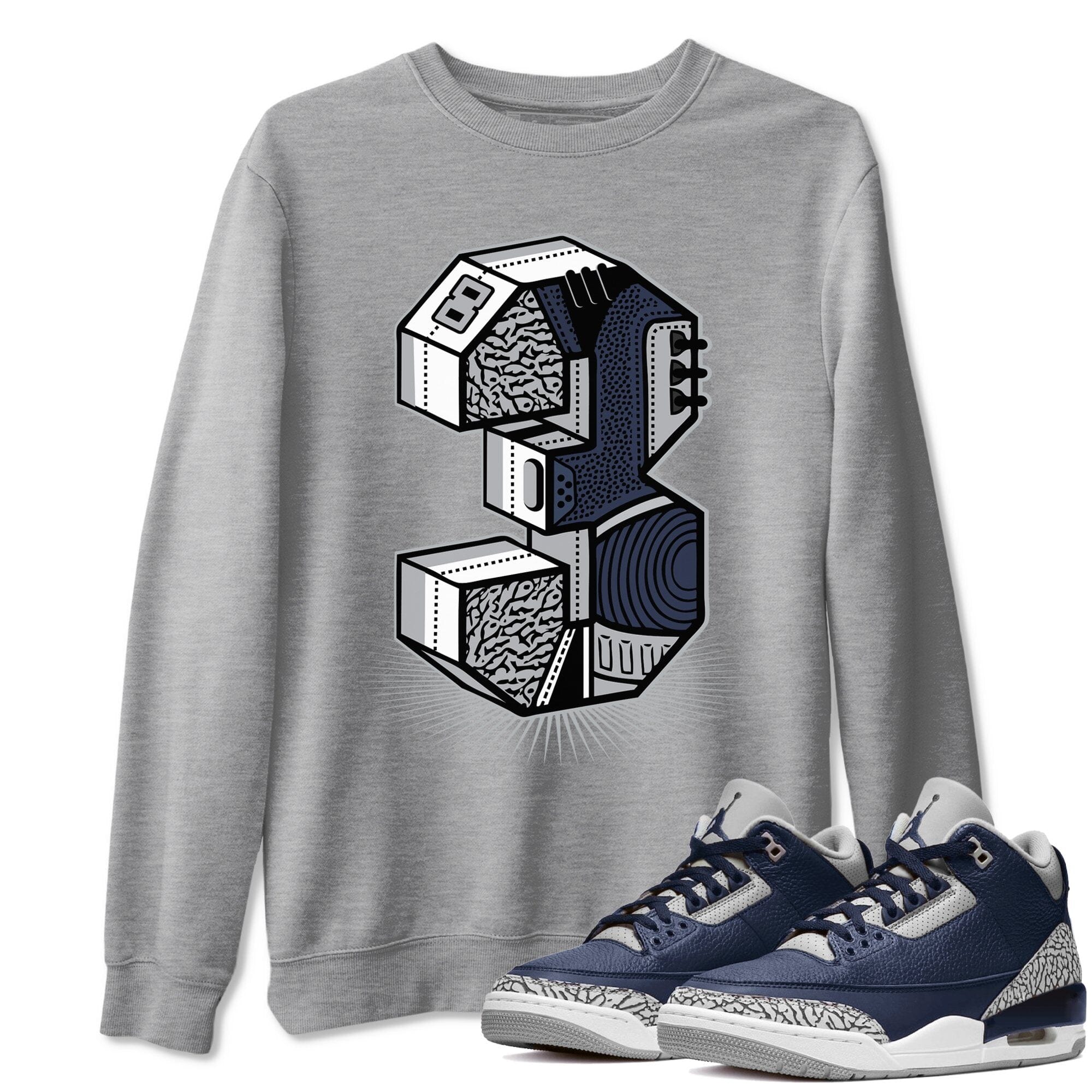 Three Statue Unisex Tops - Air Jordan 3 Midnight Navy