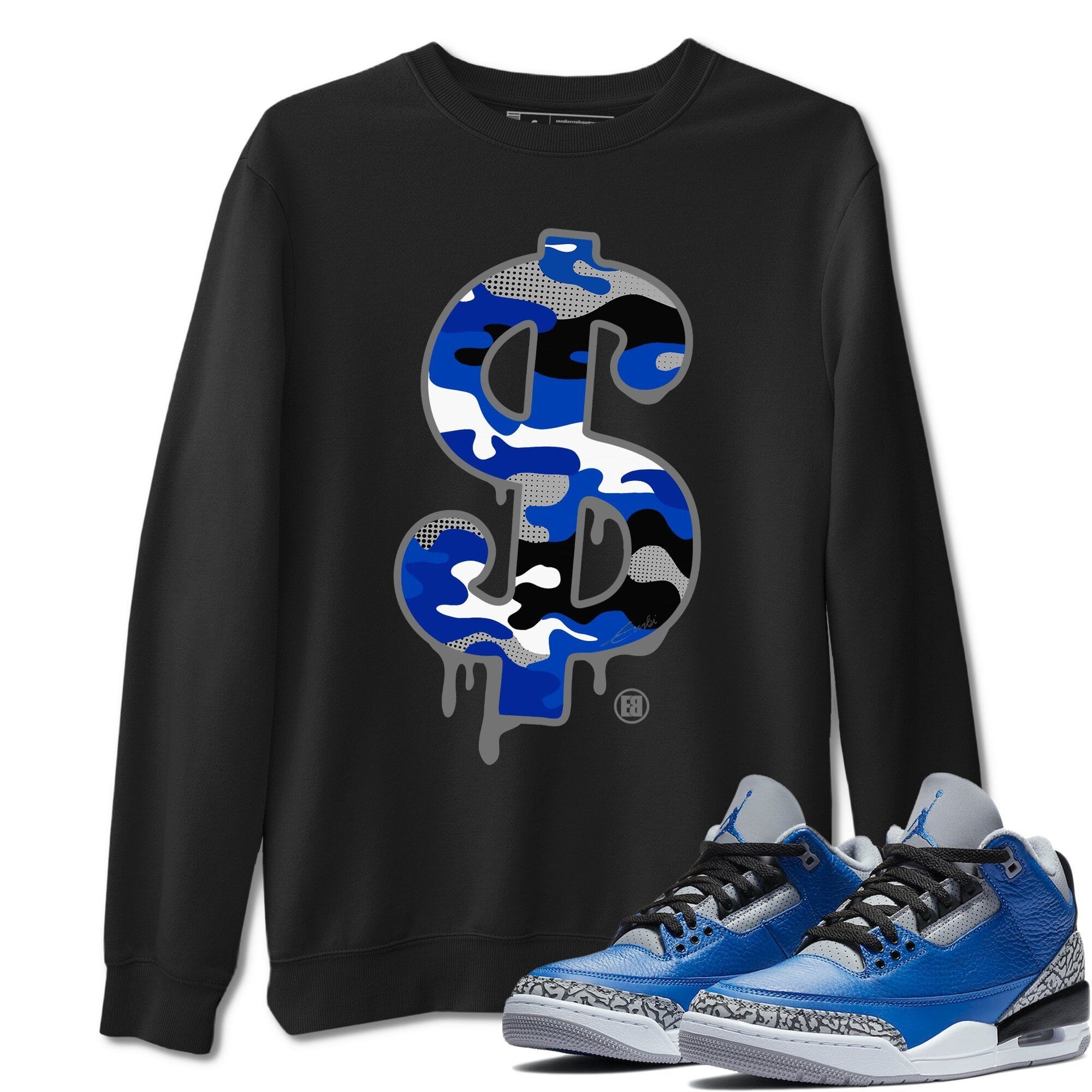 Dollar Camo Unisex Tops - Air Jordan 3 Varsity Royal