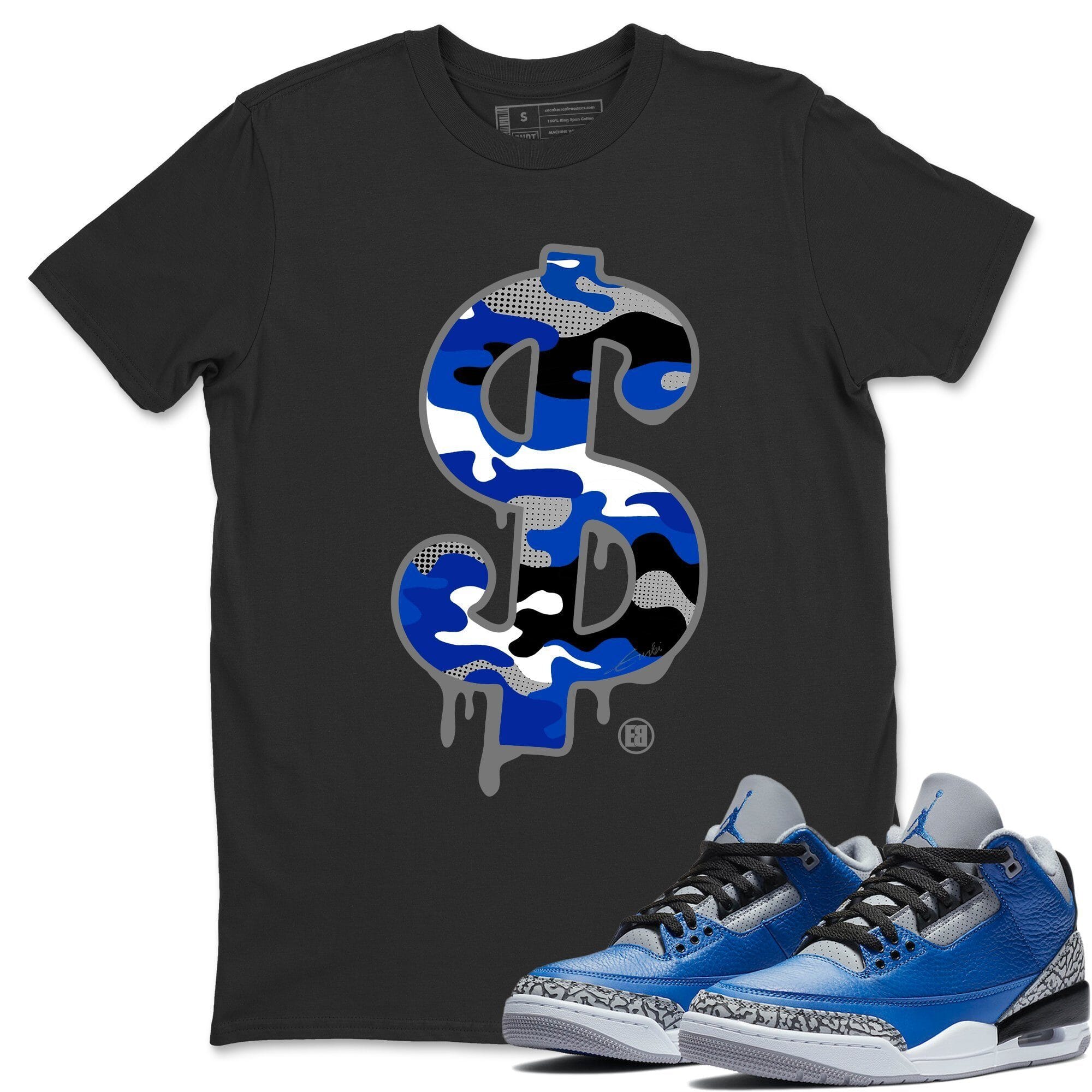 Dollar Camo Unisex Tops - Air Jordan 3 Varsity Royal