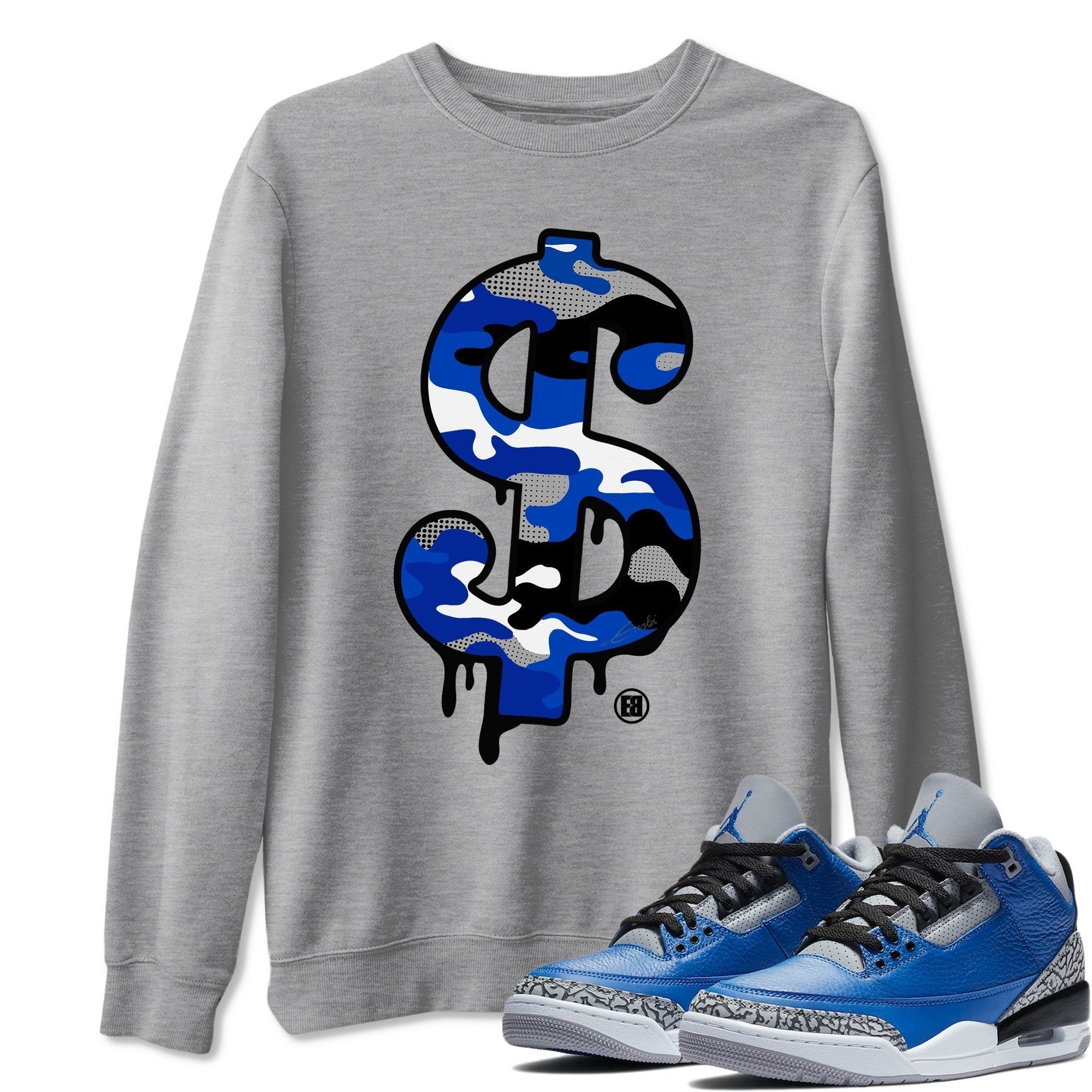 Dollar Camo Unisex Tops - Air Jordan 3 Varsity Royal