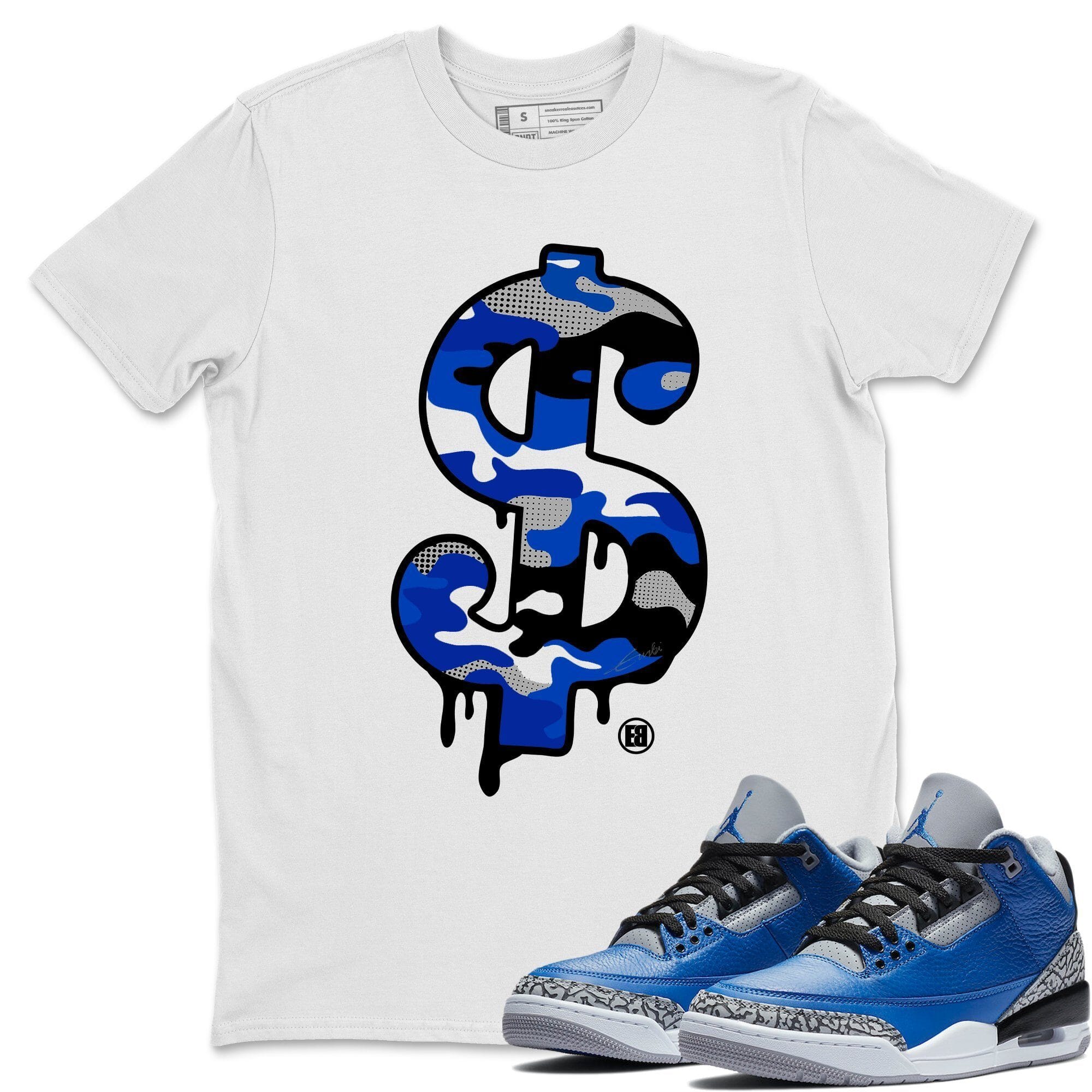 Dollar Camo Unisex Tops - Air Jordan 3 Varsity Royal