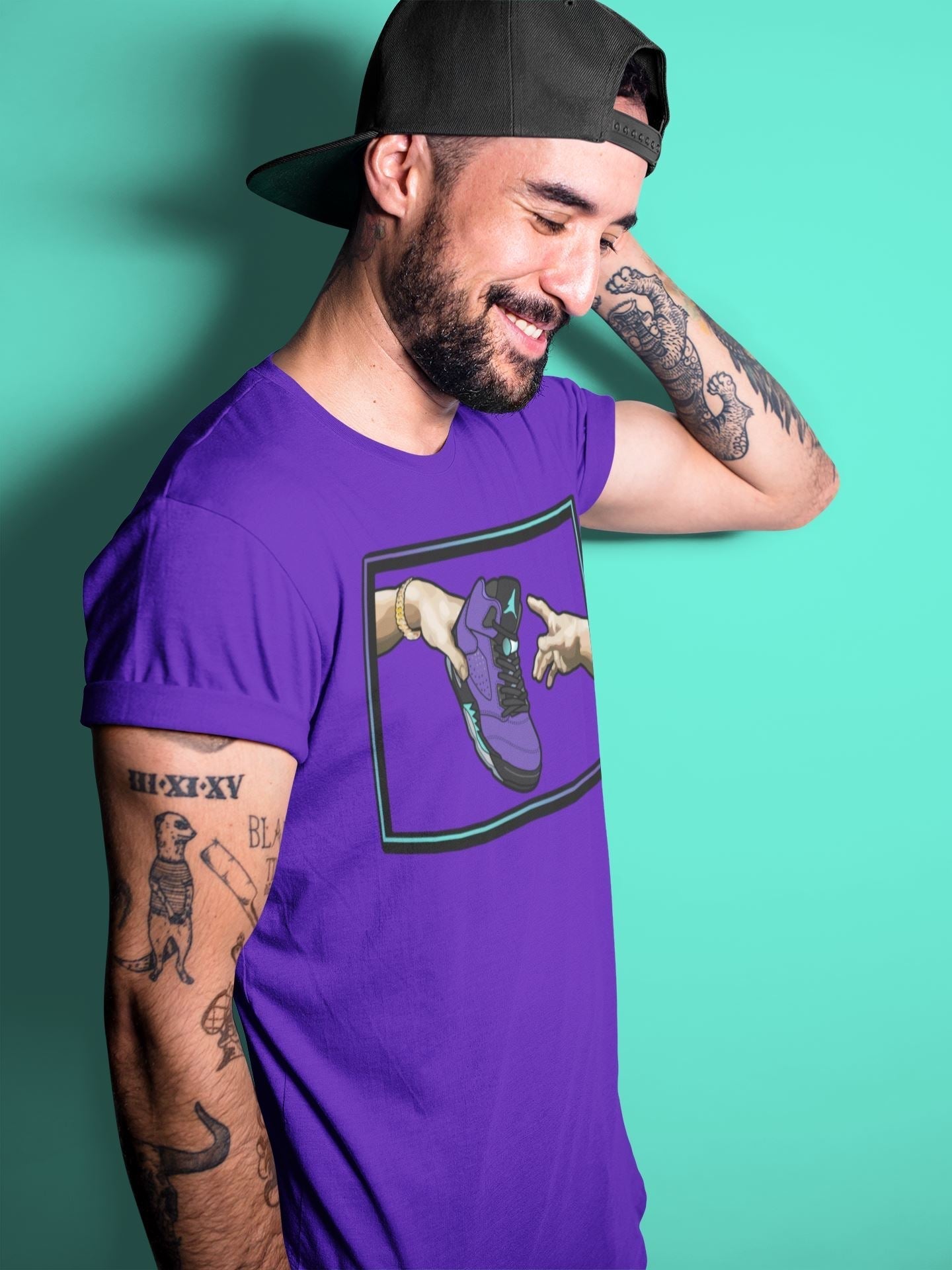 Adam's Creation Unisex Tops - Air Jordan 5 Purple Grape