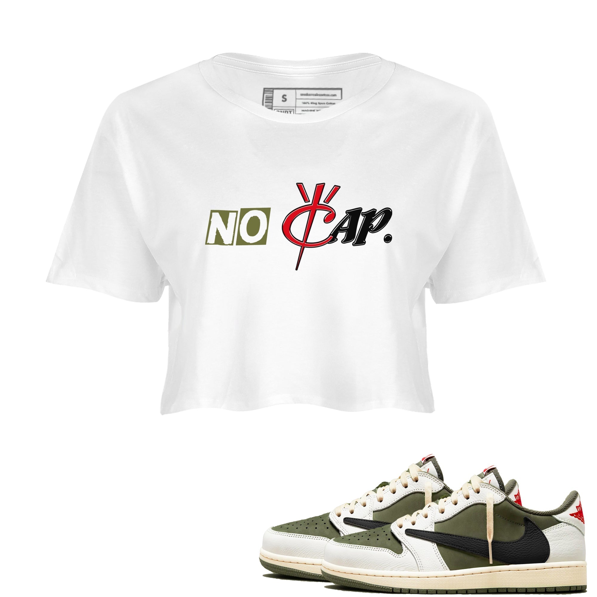 No Cap snkmatch Women's Top - Air Jordan 1 Travis Scott Medium Olive