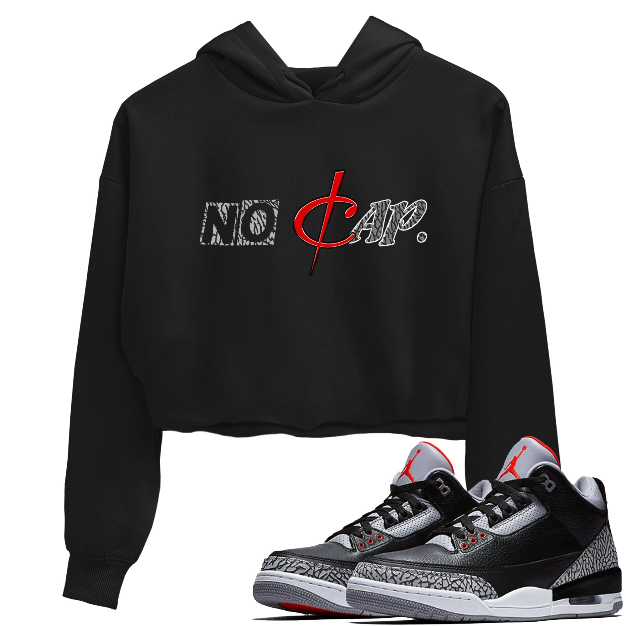 No Cap snkmatch Women's Top - Air Jordan 3 Black Cement