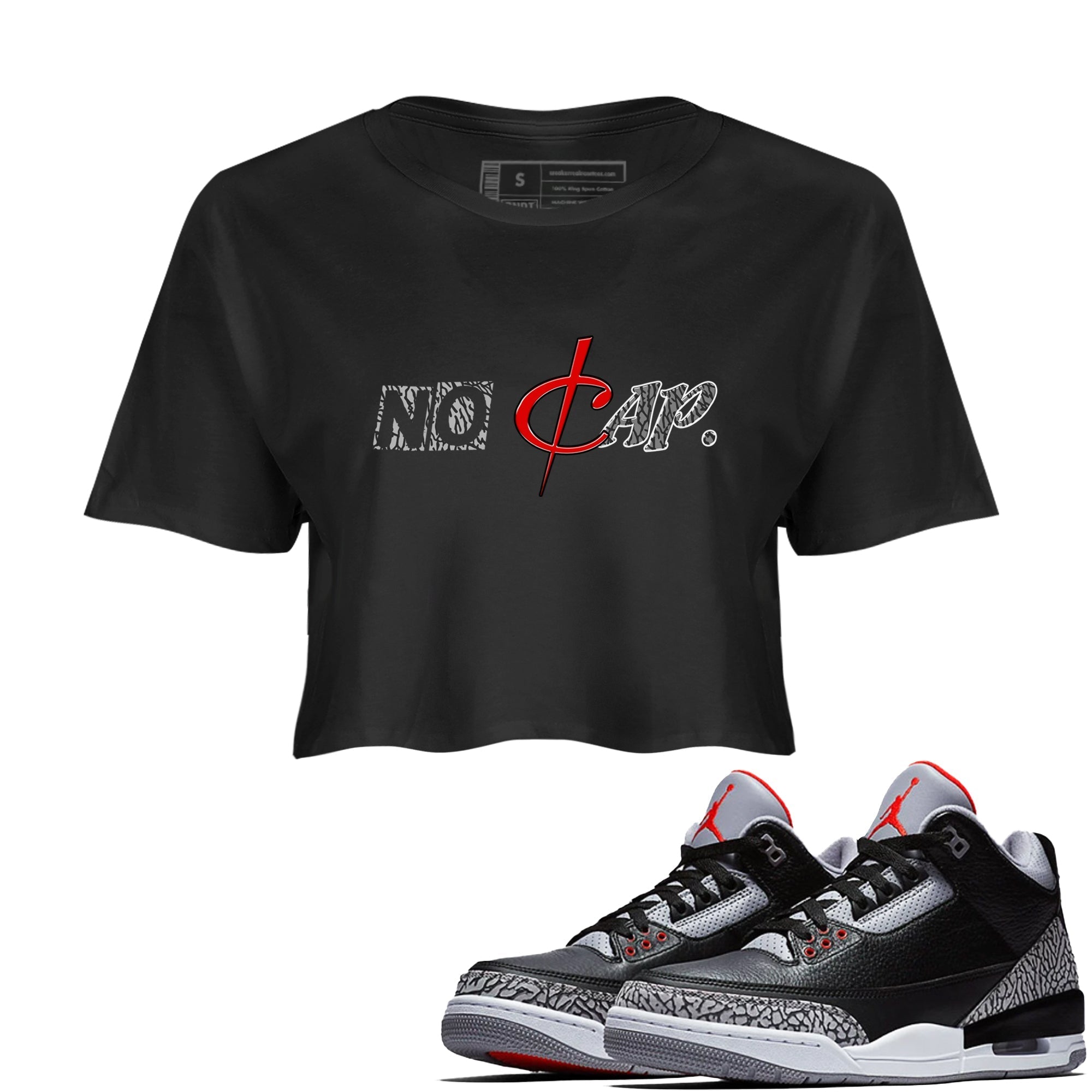 No Cap snkmatch Women's Top - Air Jordan 3 Black Cement