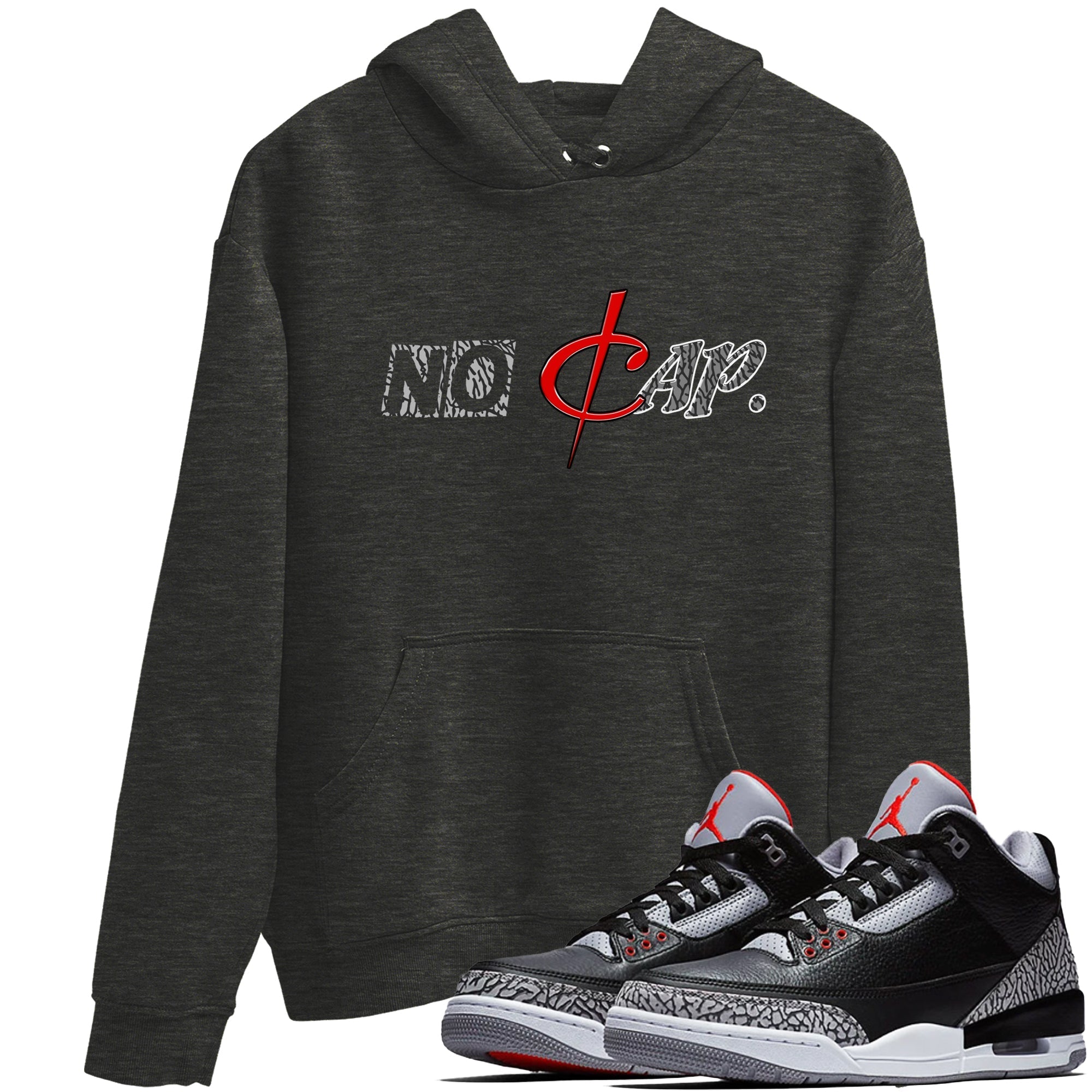No Cap snkmatch Tees - Air Jordan 3 Black Cement