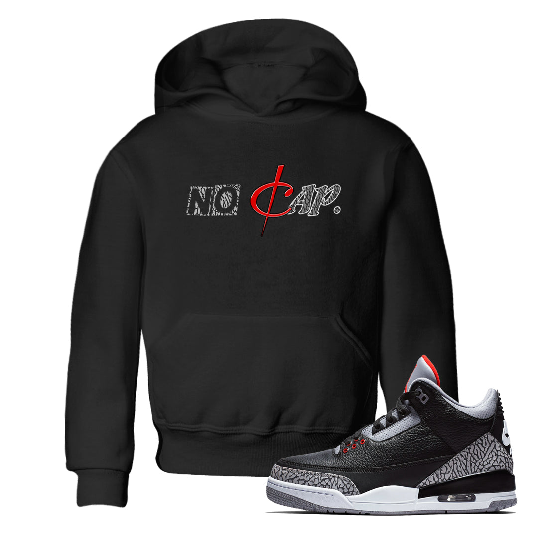 No Cap snkmatch Tees Kids - Air Jordan 3 Black Cement
