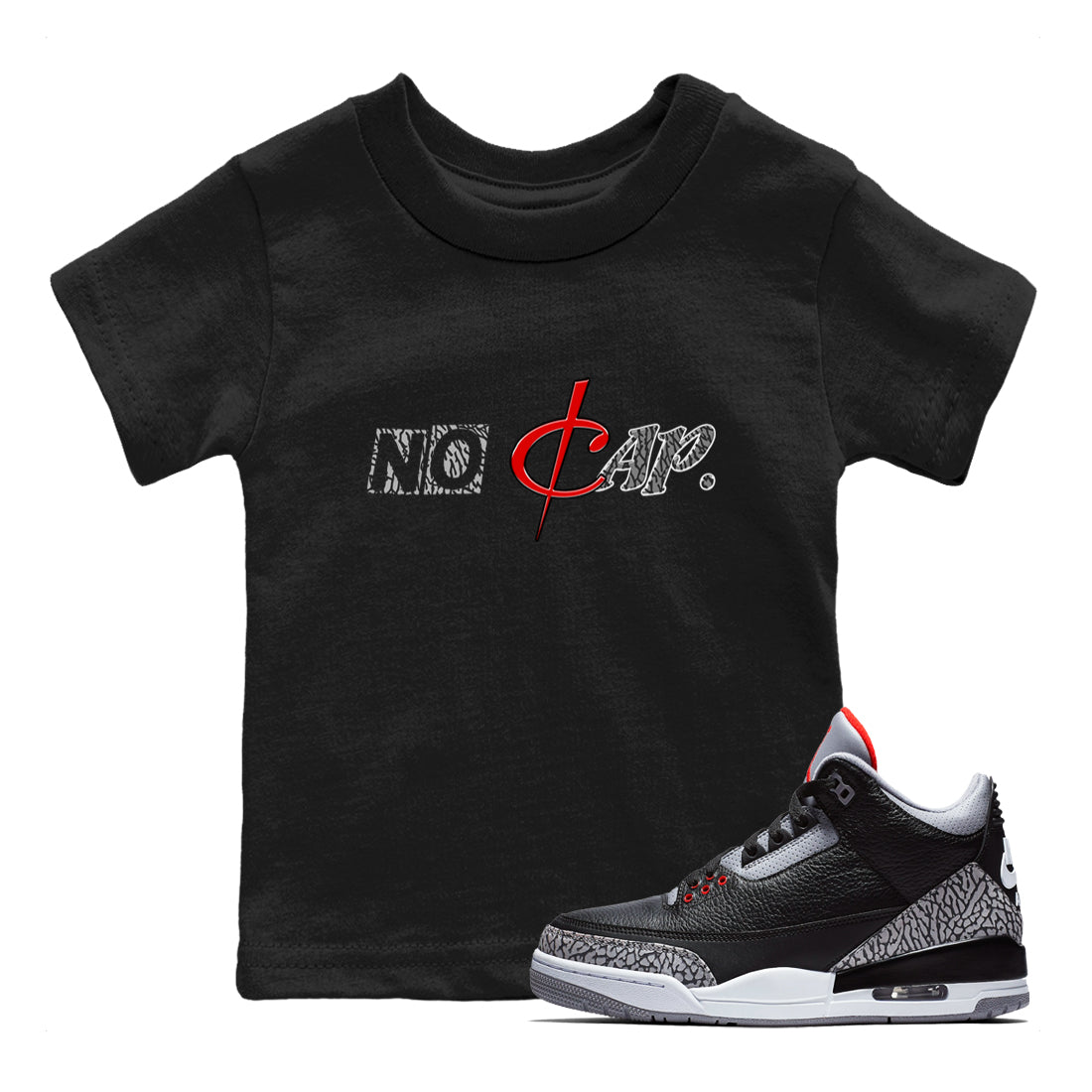 No Cap snkmatch Tees Kids - Air Jordan 3 Black Cement