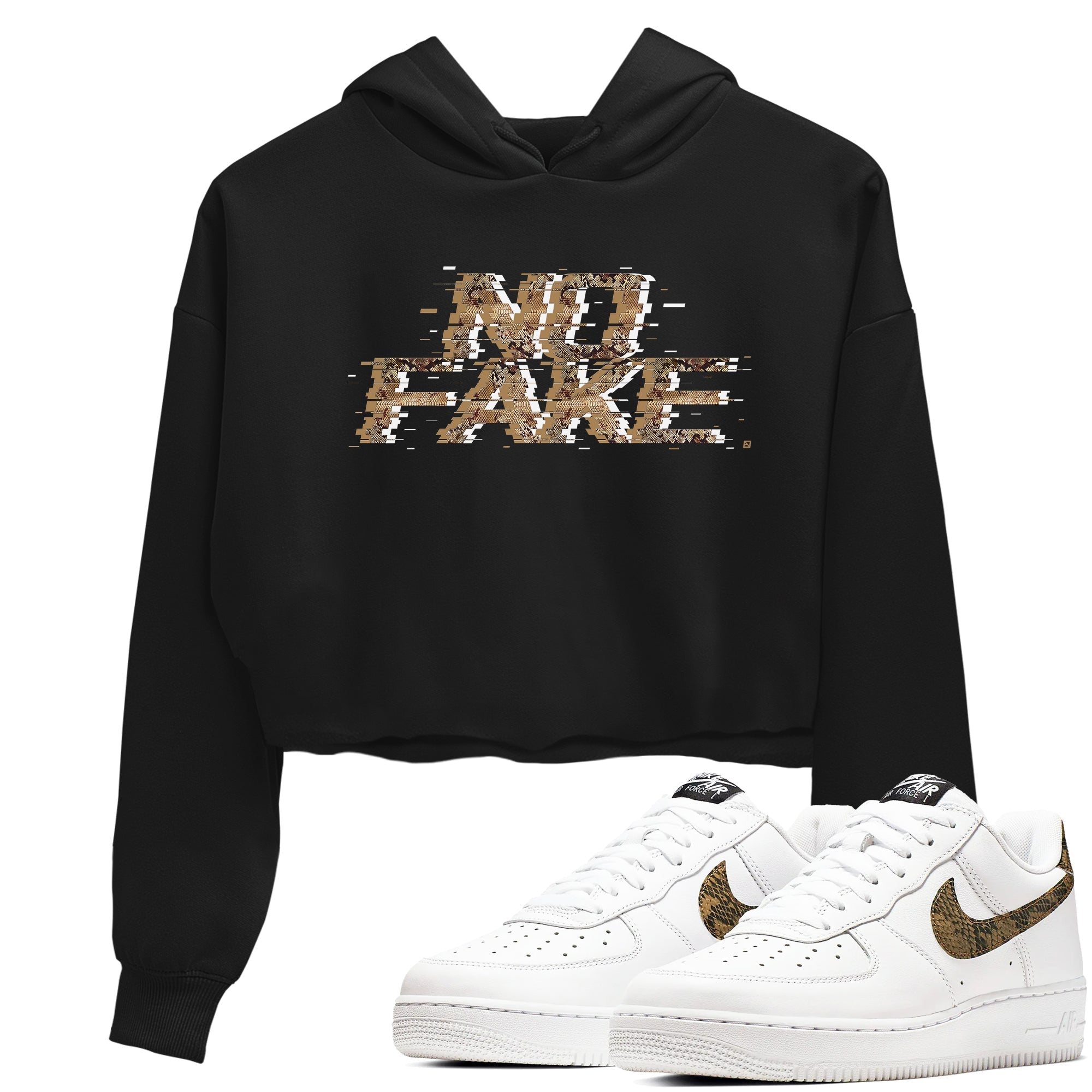 No Fake Glitch snkmatch Women's Top - Air Force 1 Ivory Snake