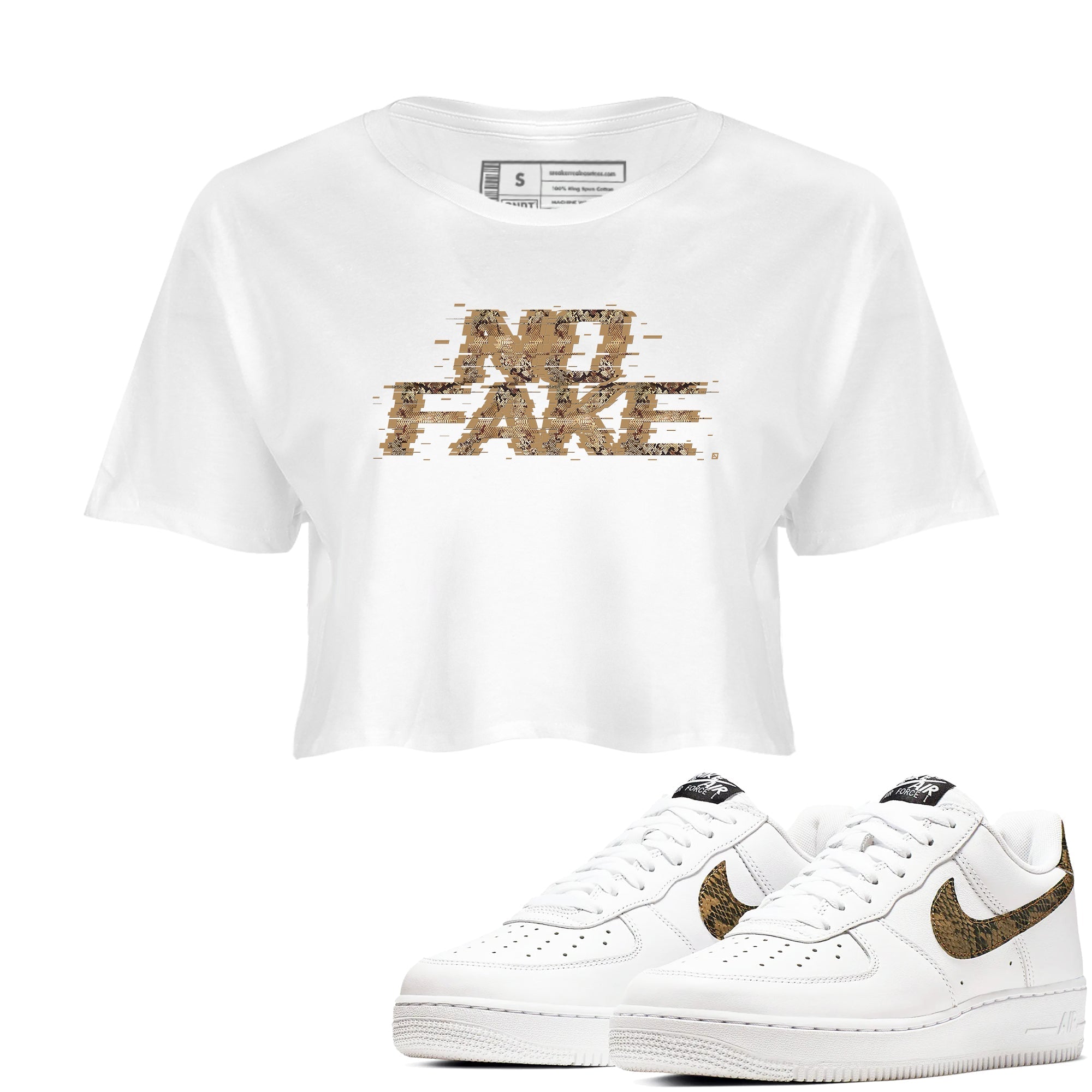 No Fake Glitch snkmatch Women's Top - Air Force 1 Ivory Snake