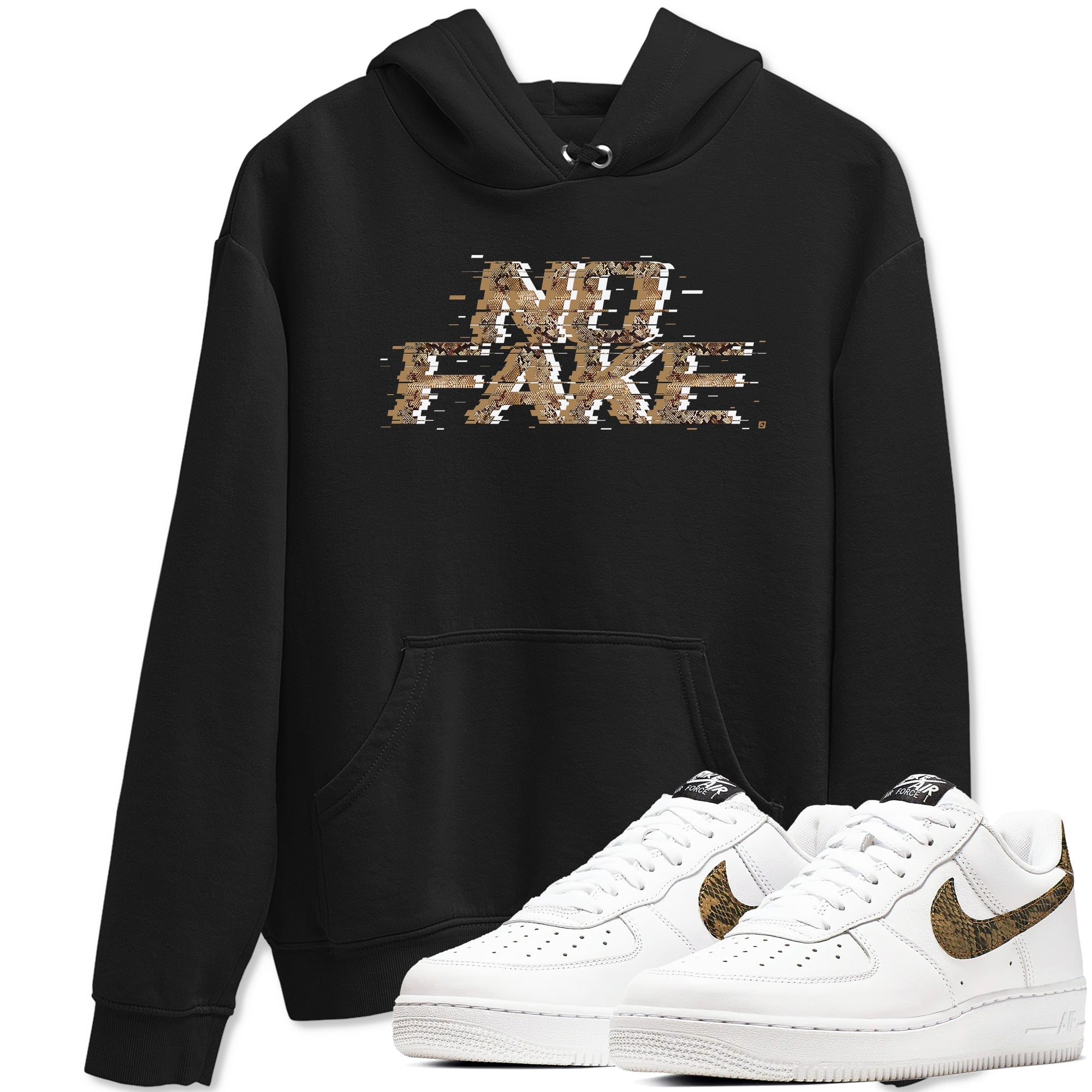 No Fake Glitch snkmatch Tees - Air Force 1 Ivory Snake